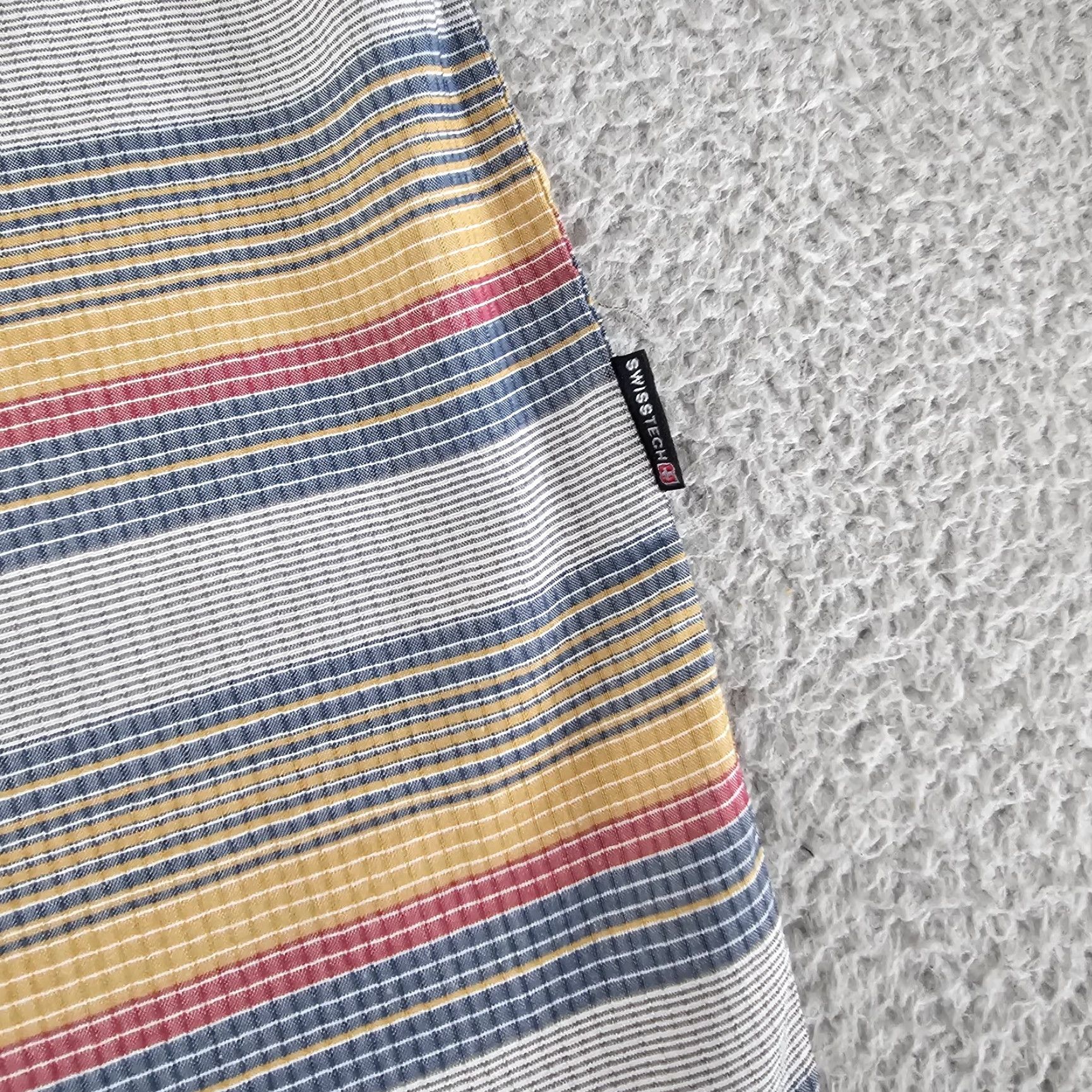 Vintage Swiss Tech Shirt Mens XL Gray Striped Short Sleeve Pockets Button-Up Outdoor Casual Shirt Size US XL / EU 56 / 4 - 4 Thumbnail