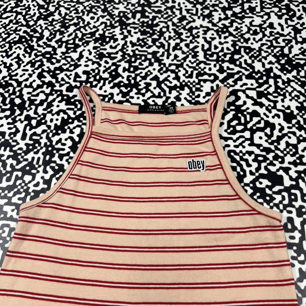 Obey Vintage Y2K Obey Striped Retro Sexy Tank Top Skate Sk8 Style Size XS / US 0-2 / IT 36-38 - 6 Thumbnail