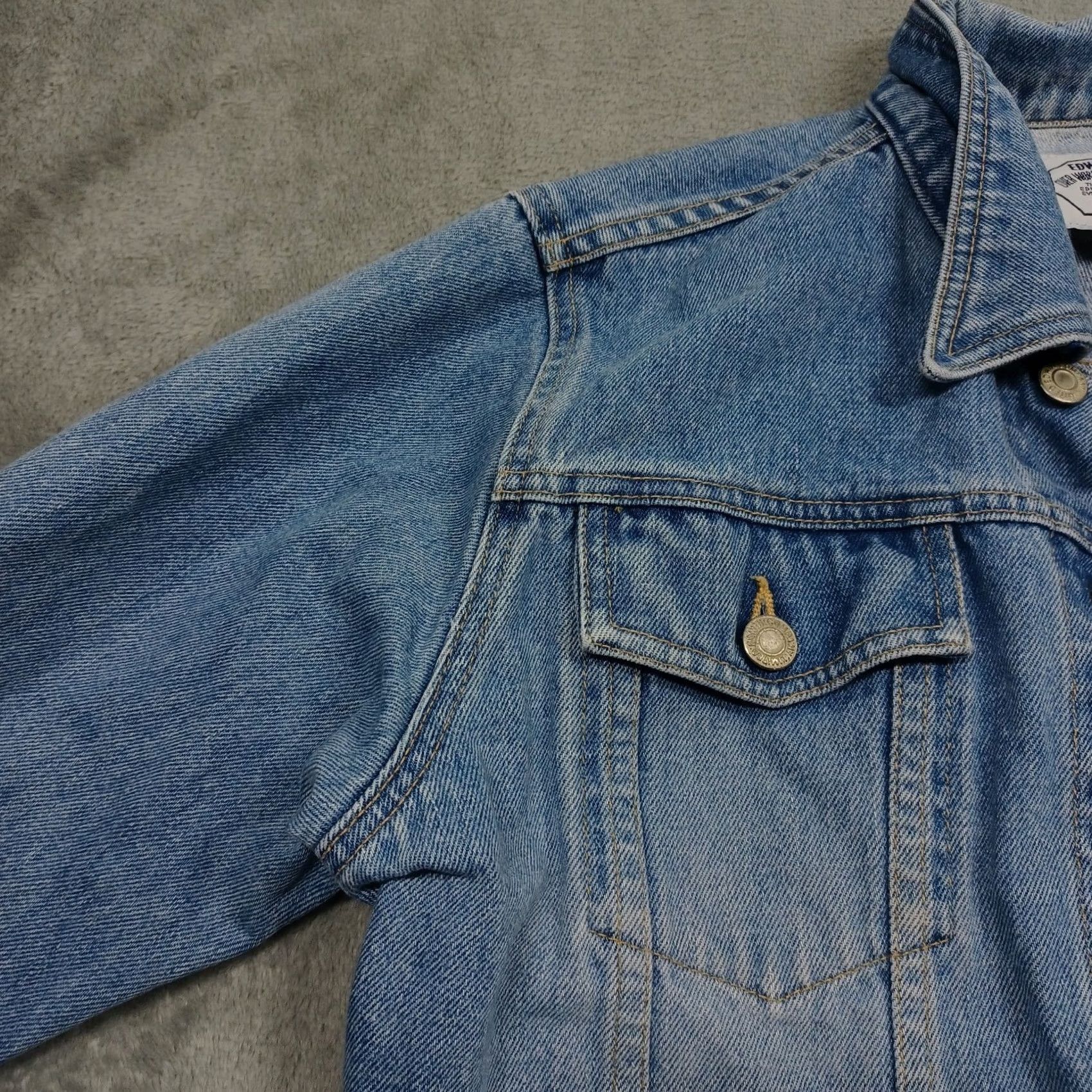 Edwin Edwin Jacket Womens Large Blue Denim Pockets Button Up Cropped Canada Size L / US 10 / IT 46 - 2 Thumbnail