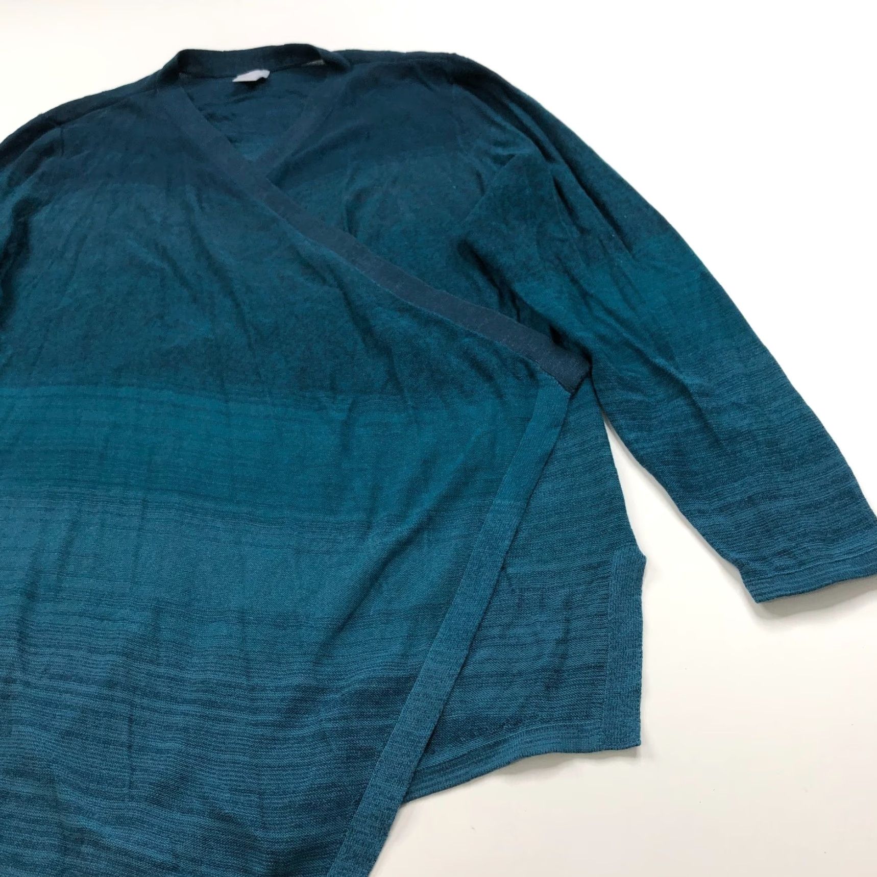 Vintage Chico's Cardigan Sweater 4 XXL Women's Cotton V-Neck Asymmetrical Blue Green Knit Striped Cardigan Casual Womens Size S / US 4 / IT 40 - 5 Thumbnail