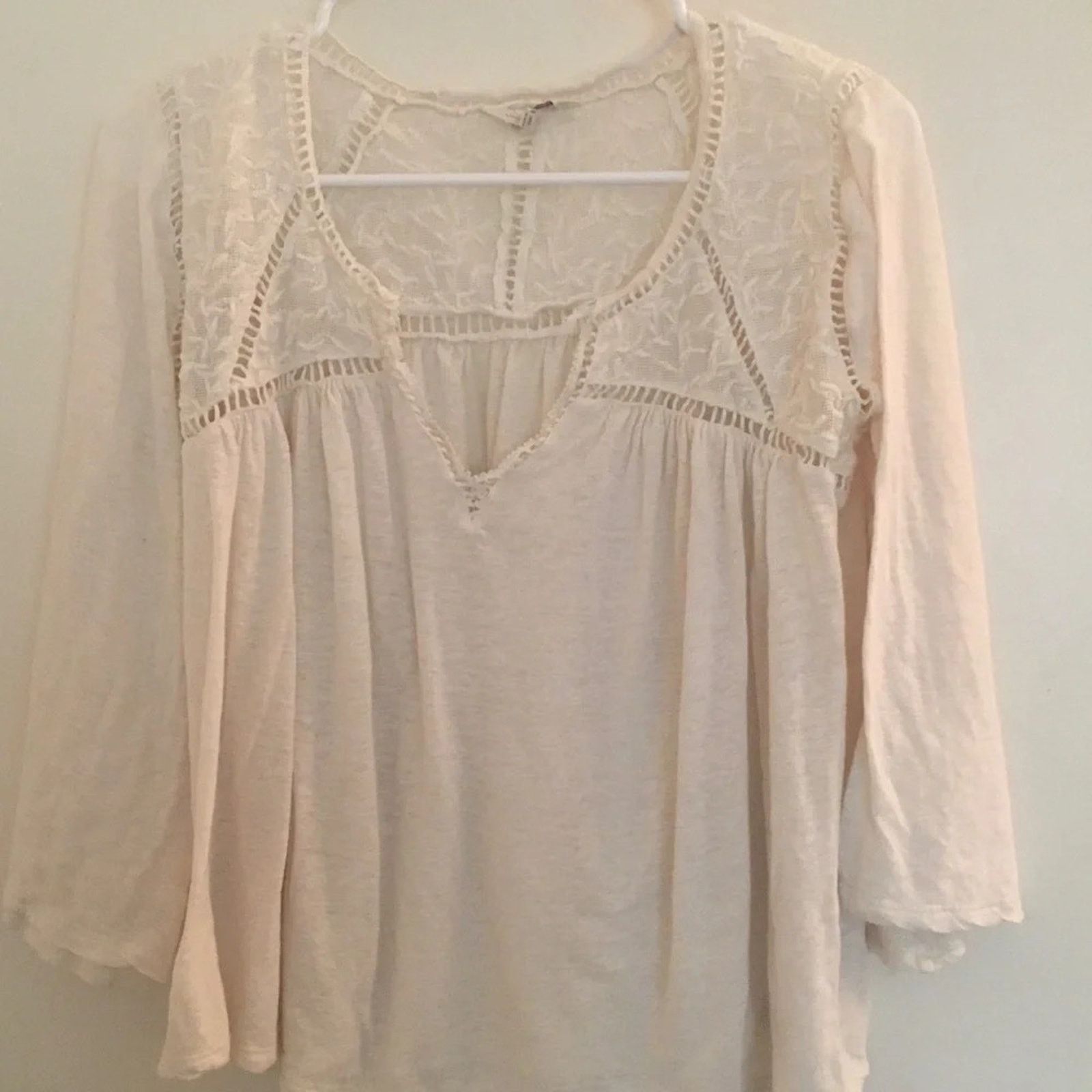 Lucky Brand Lucky Brand white 3/4 length sleeve Boho top, size Medium Size M / US 6-8 / IT 42-44 - 1 Thumbnail