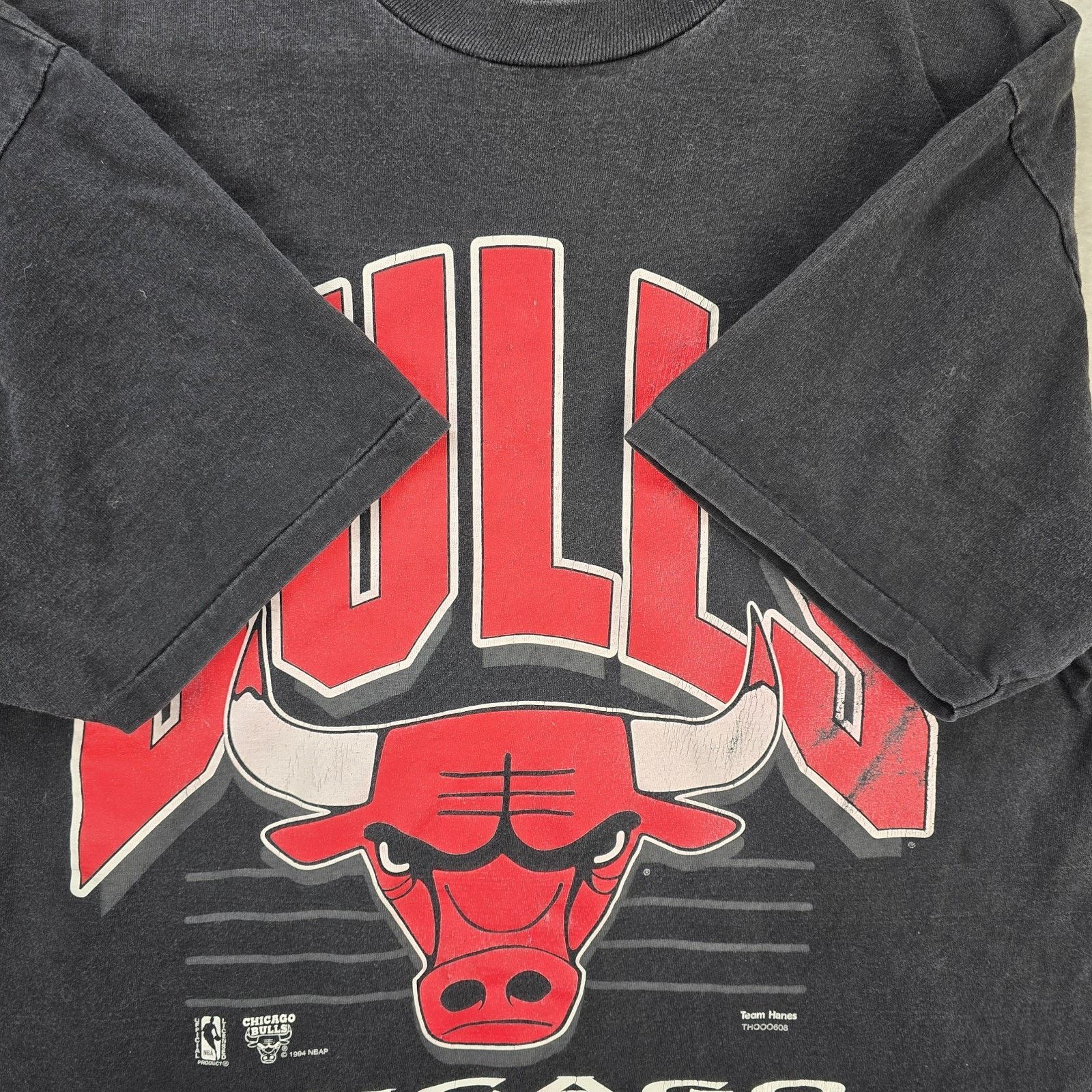 Hanes Vintage Chicago Bulls Shirt Mens Large Black 90s 1994 NBA Size US L / EU 52-54 / 3 - 3 Thumbnail