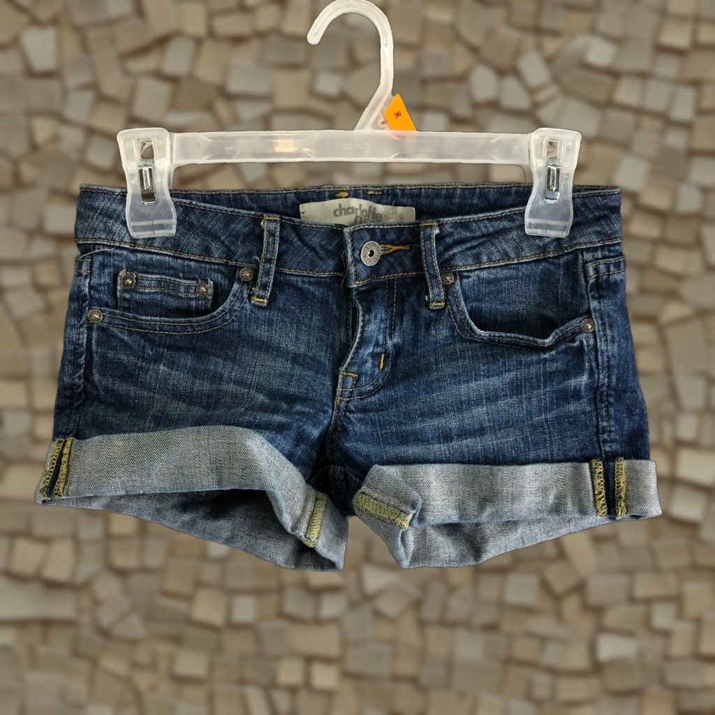 Vintage Charlotte Russe Shorts Womens Size 0 Low Rise Medium Wash Boyfriend Blue Jean Size 27" / US 4 / IT 40 - 1 Thumbnail