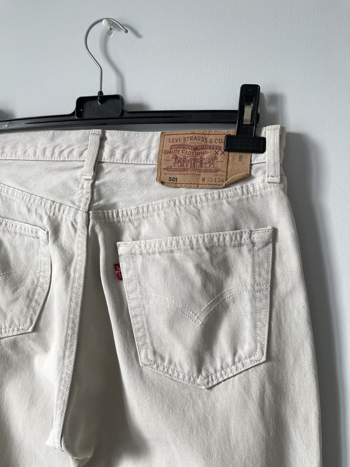 Levi's Vintage 90's Levis 501 Straight Beige Denim Jeans USA Made Size US 32 / EU 48 - 9 Thumbnail