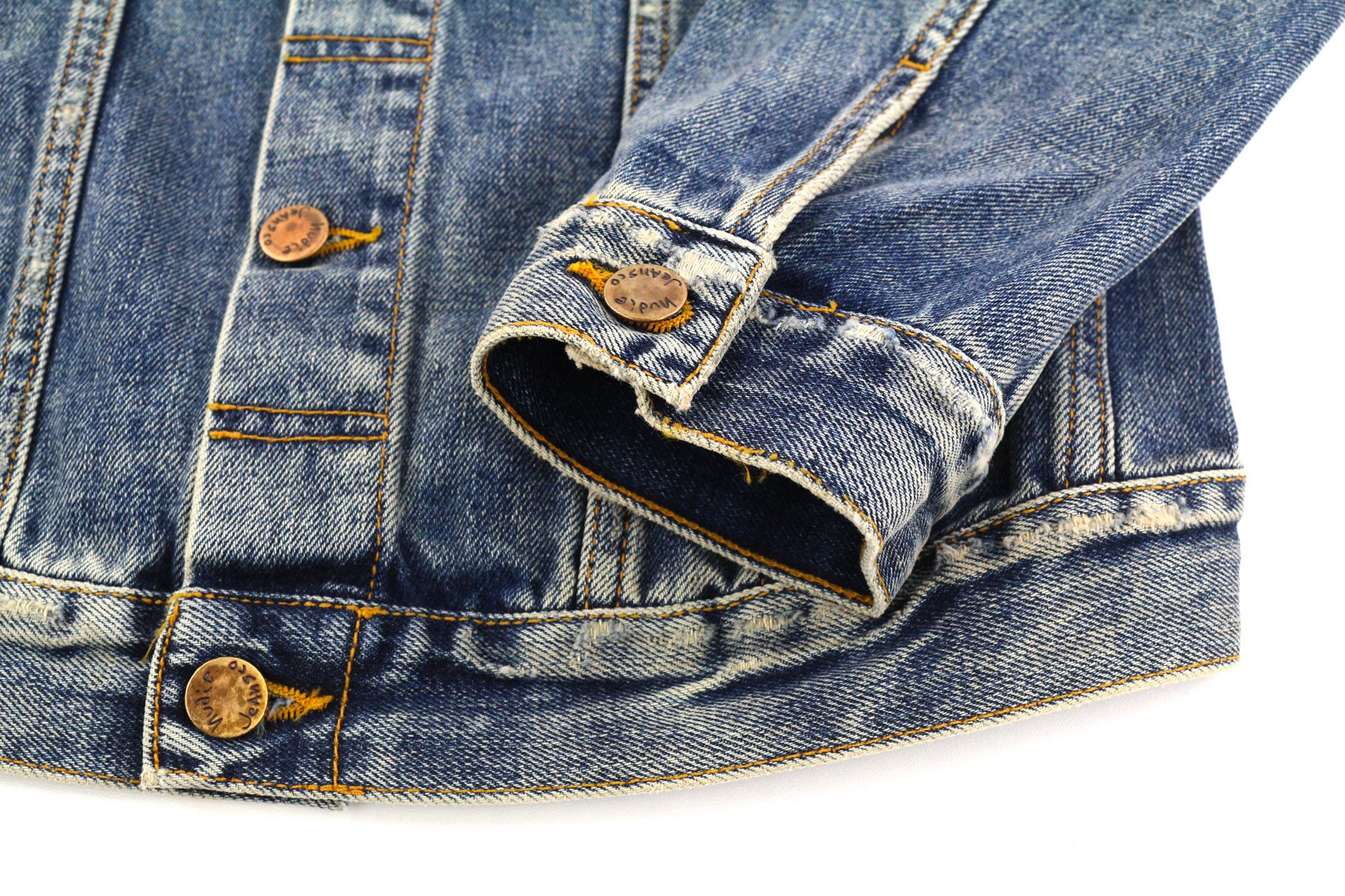 Nudie Jeans BILLY S Shimmering Indigo Washed Ripped Polo Jacket 82487 Size US S / EU 44-46 / 1 - 4 Thumbnail