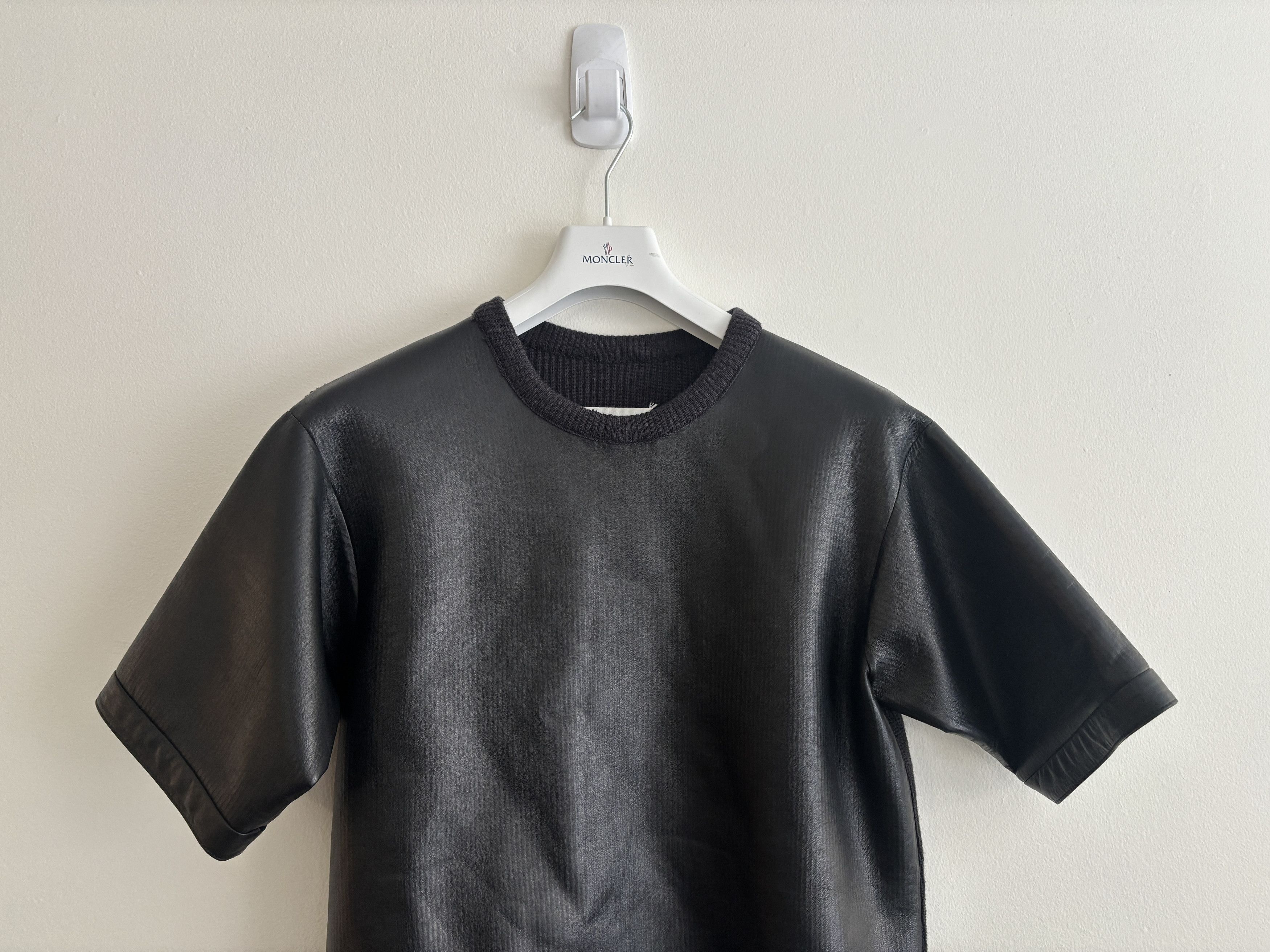 Maison Margiela RARE Black Leather Wool Shirt Jacket/ Tunic Size S / US 4 / IT 40 - 2 Thumbnail