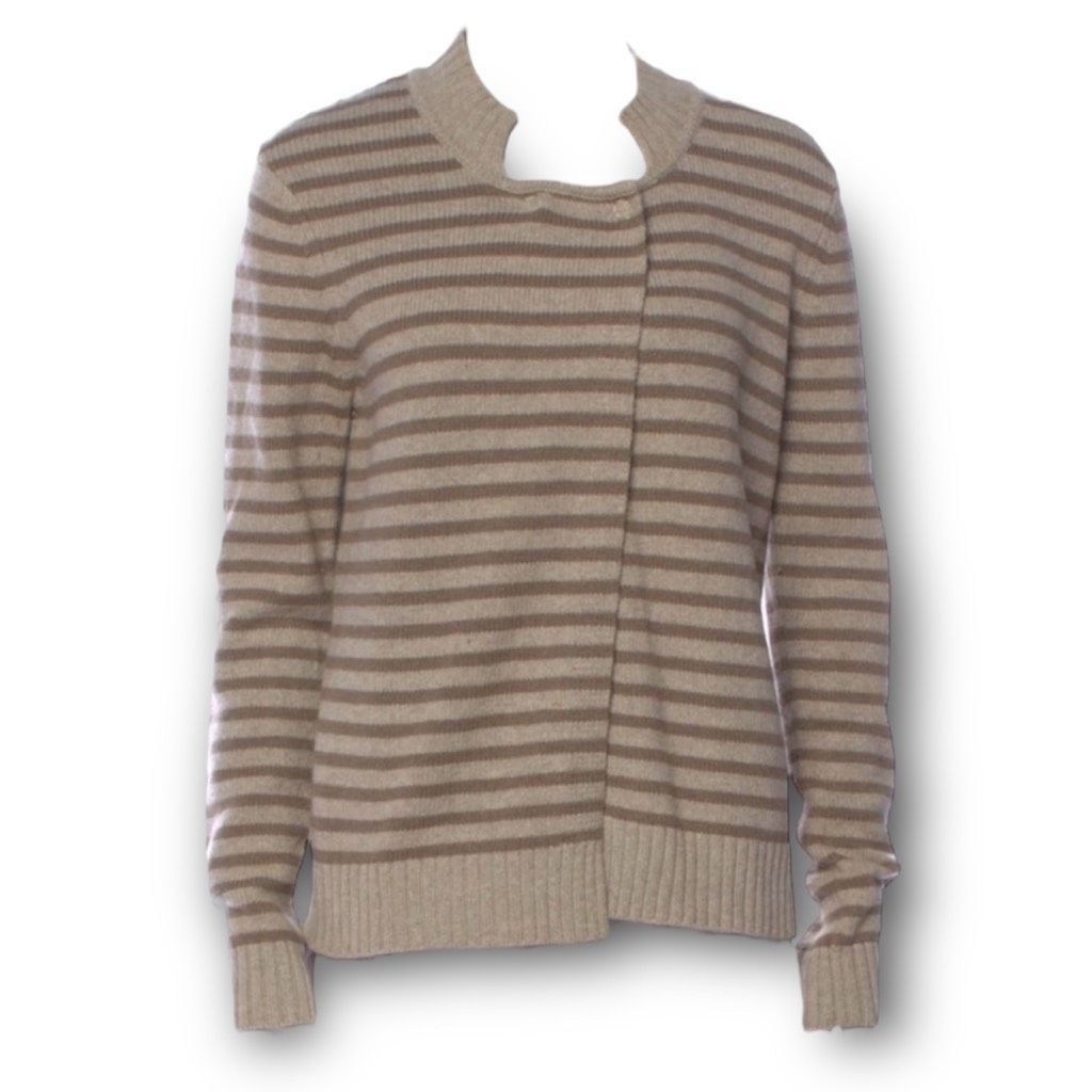 St. John St. John Striped Cardigan Sweater in Dark Alabaster & Light Size S / US 4 / IT 40 - 13 Thumbnail