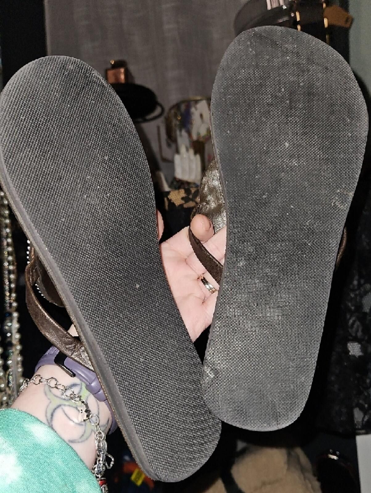 Other Women's Brown Beaded Circle Toe-Post Sandals Size US 9 / IT 39 - 3 Thumbnail