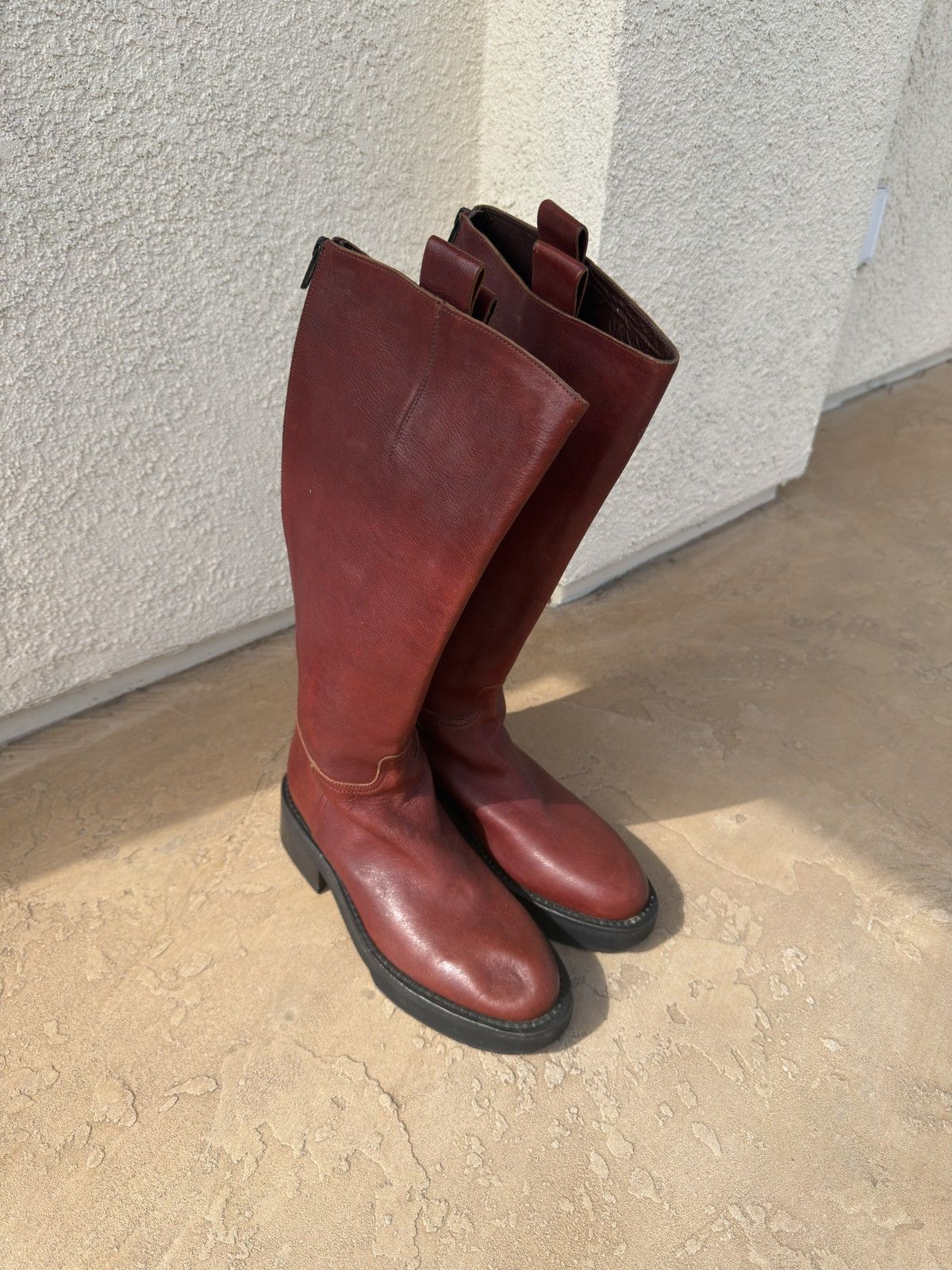 Ann Demeulemeester Ann demeluemeester red knee high riding boots Size US 7 / EU 40 - 1 Thumbnail