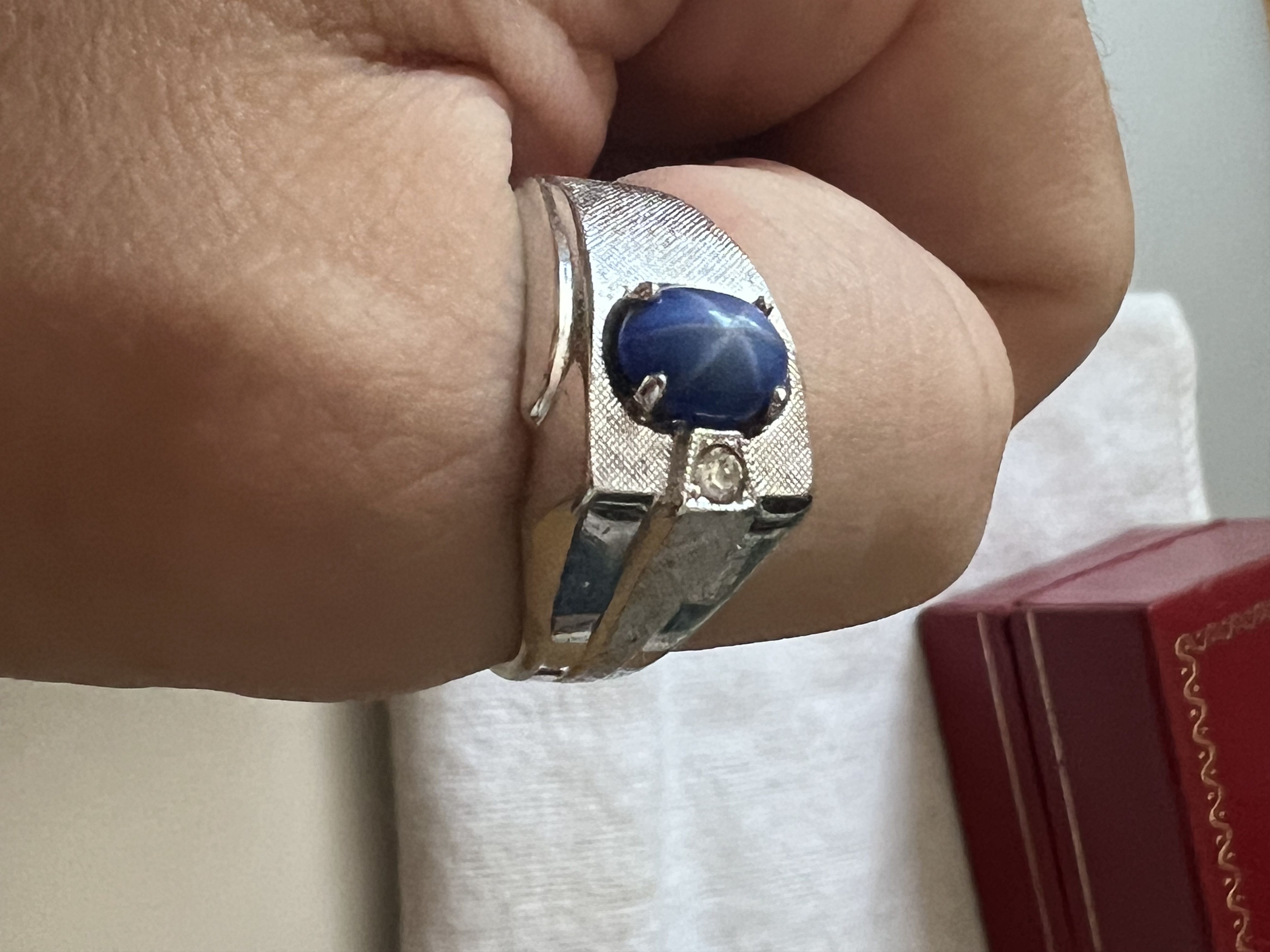 Other Sterling Silver Synthetic Sapphire, and diamond ring Size ONE SIZE - 2 Thumbnail