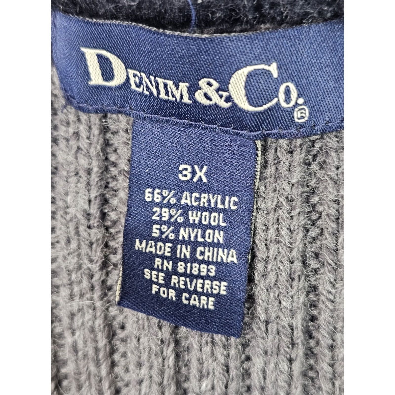 Denim & Co. VINTAGE Denim & Co Denim & Co Tweed Wool Acrylic Blend Full Zip Vest Men 3X (54" Chest) Gray Knit Size XXL / US 16-18 / IT 52-54 - 2 Thumbnail