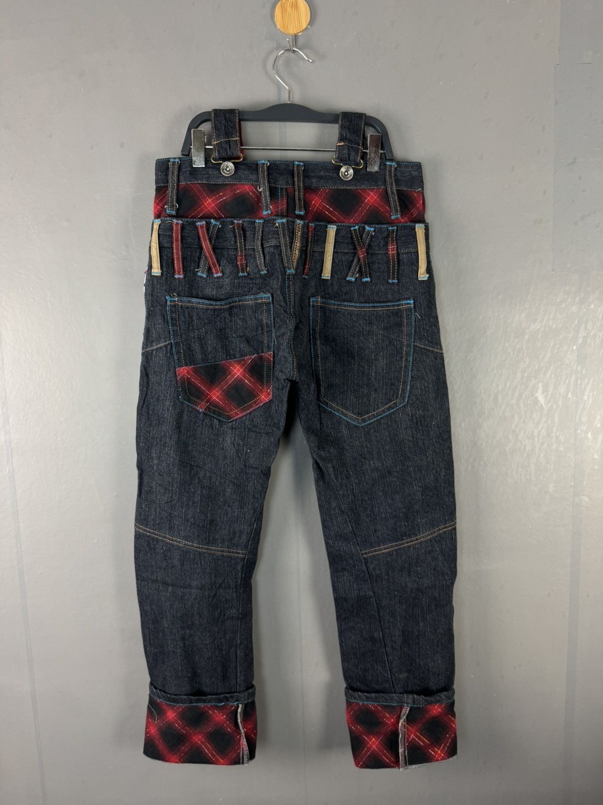 Japanese Brand JAPANESE DESIGN DOUBLE WAIST CURVED PUNK STYLE DENIM JEANS Size US 29 - 11 Thumbnail