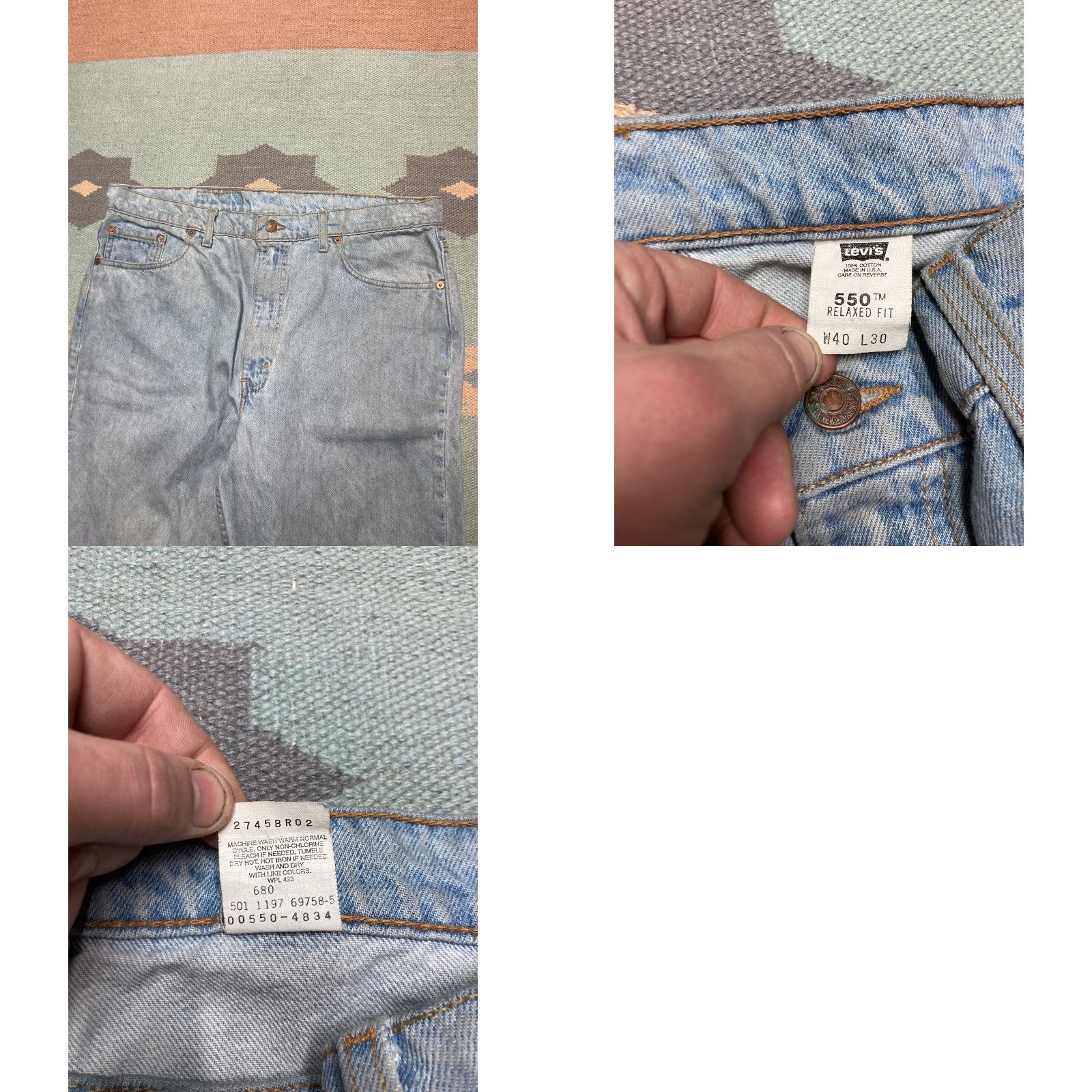 Levi's VINTAGE Levi’s 550 Jeans Men 40 Regular Blue 90s Relaxed Baggy Skater USA 40x31 Size US 40 / EU 56 - 8 Thumbnail