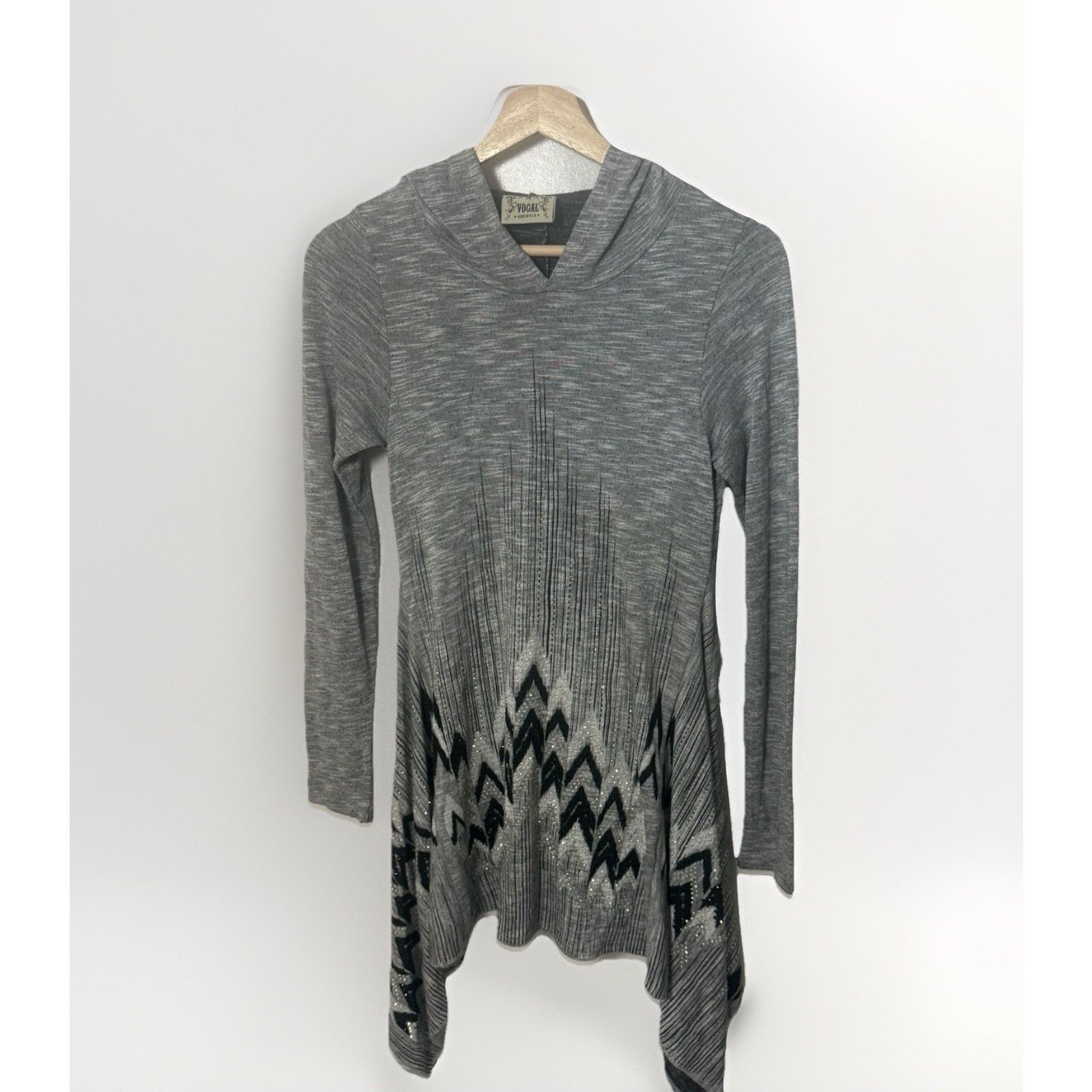 Other Vocal Hooded Rhinestone Asymmetric Tunic Whimsy Goth Yoga Size S / US 4 / IT 40 - 1 Thumbnail