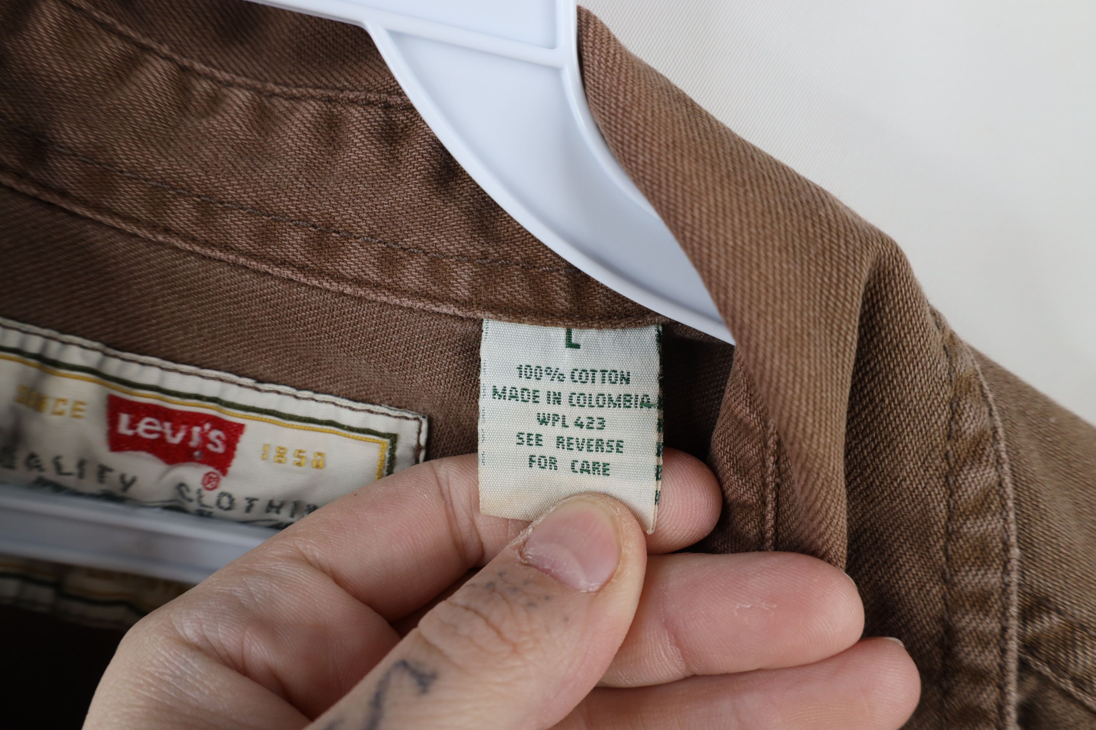 Levi's × Vintage Vintage 90s Levis Denim Jean Collared Button Shirt Brown Size US L / EU 52-54 / 3 - 13 Thumbnail