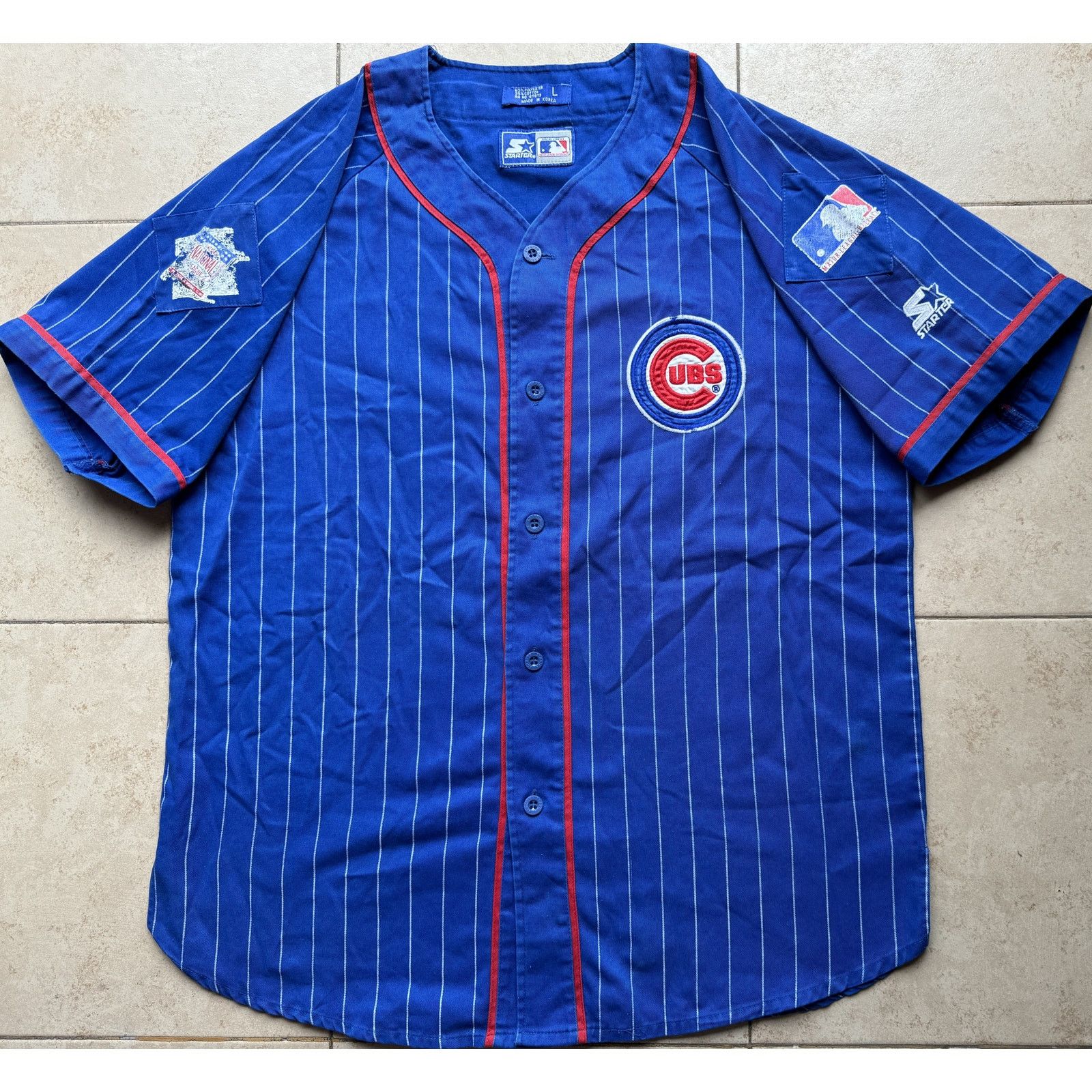 Chicago Cubs 90s STARTER jersey PINSTRIPE baseball vintage