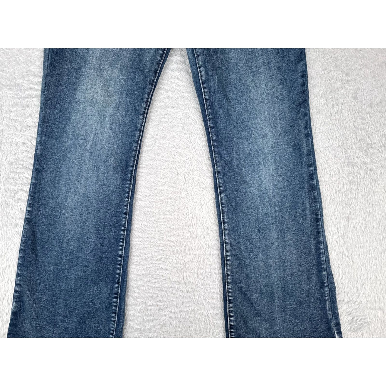 Shein VINTAGE SheIn Blue Denim Flare Jeans Womens 8 28x31 Mid Rise Distressed Cotton Blend 90s Women's Size 30" / US 8 / IT 44 - 3 Thumbnail