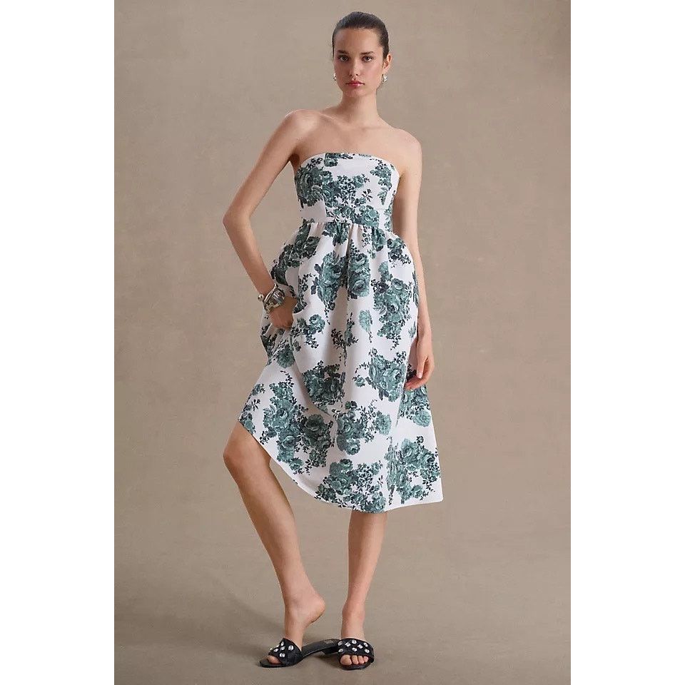 Sachin & Babi Sachin & Babi Blaine Strapless Midi Dress green white size 6 Size M / US 6-8 / IT 42-44 - 1 Thumbnail