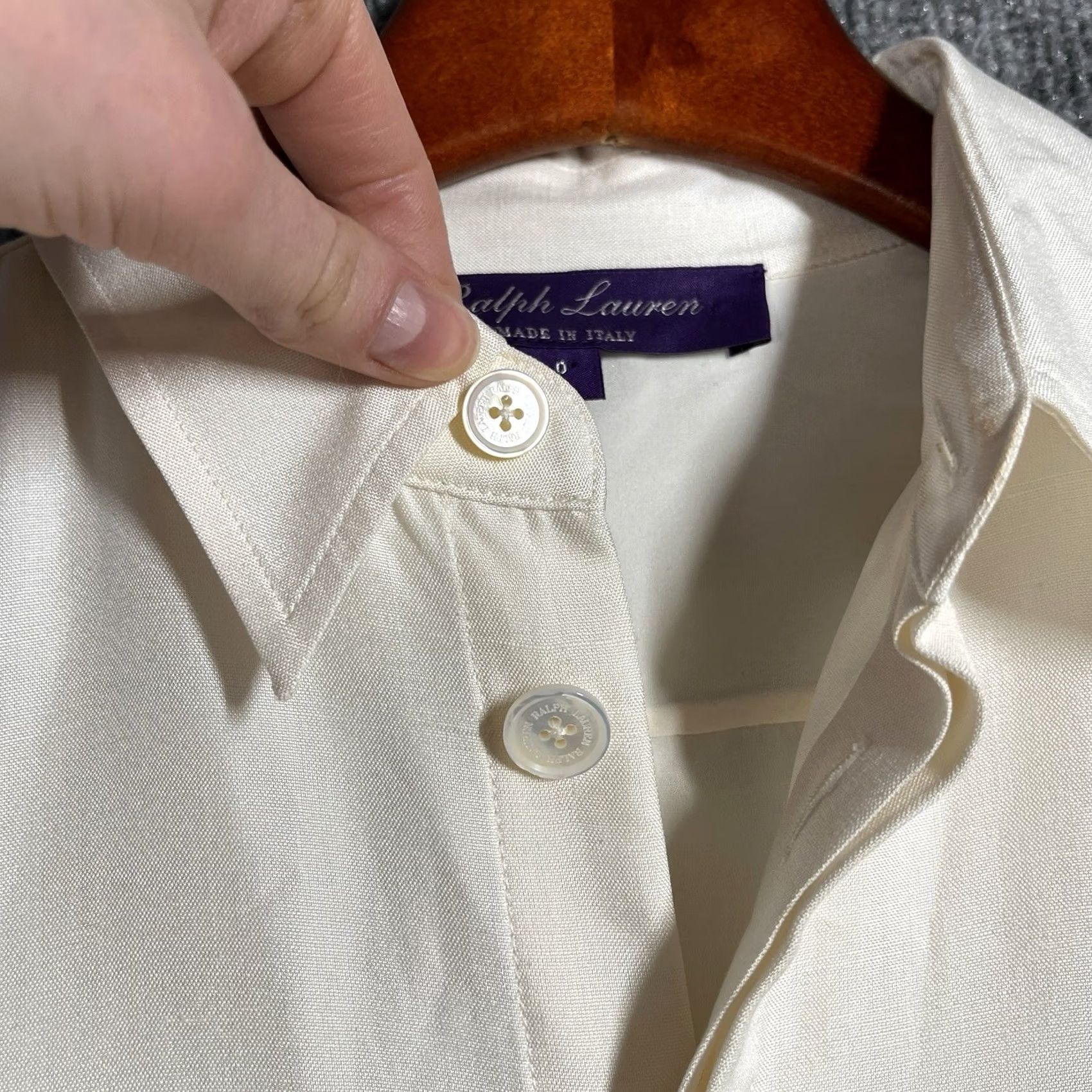 Ralph Lauren Purple Label Ralph Lauren Purple Label Silk Shirt Dress Womens Size 0 Ivory Collar Midi Flaws Classic Designer Party/Cocktail Dress Mens? Size XS / US 0-2 / IT 36-38 - 5 Thumbnail