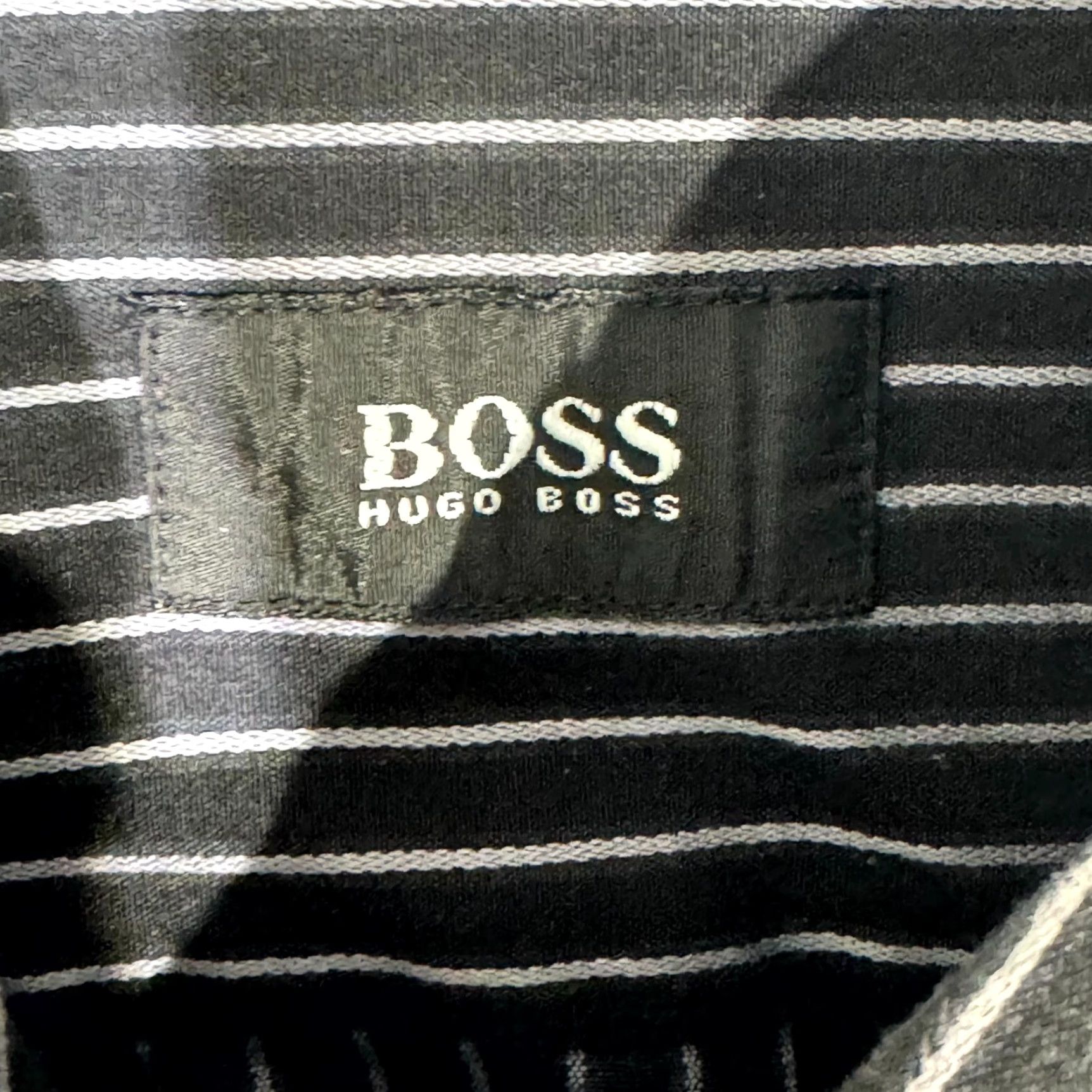 Hugo Boss HUGO BOSS Dress Shirt 17 (34/35) Black Pinstripe Long Sleeve Button-Up Mens Shirt Size 46R - 7 Thumbnail