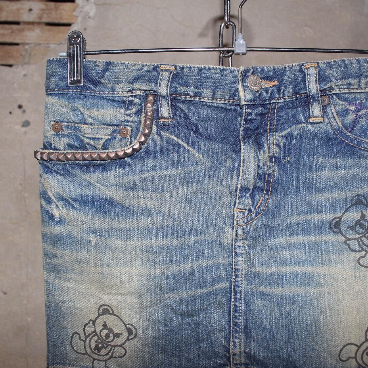 Hysteric Glamour HYSTERIC GLAMOUR 2000s Distressed Denim Studded Mini Skirt Size 30" / US 8 / IT 44 - 3 Thumbnail