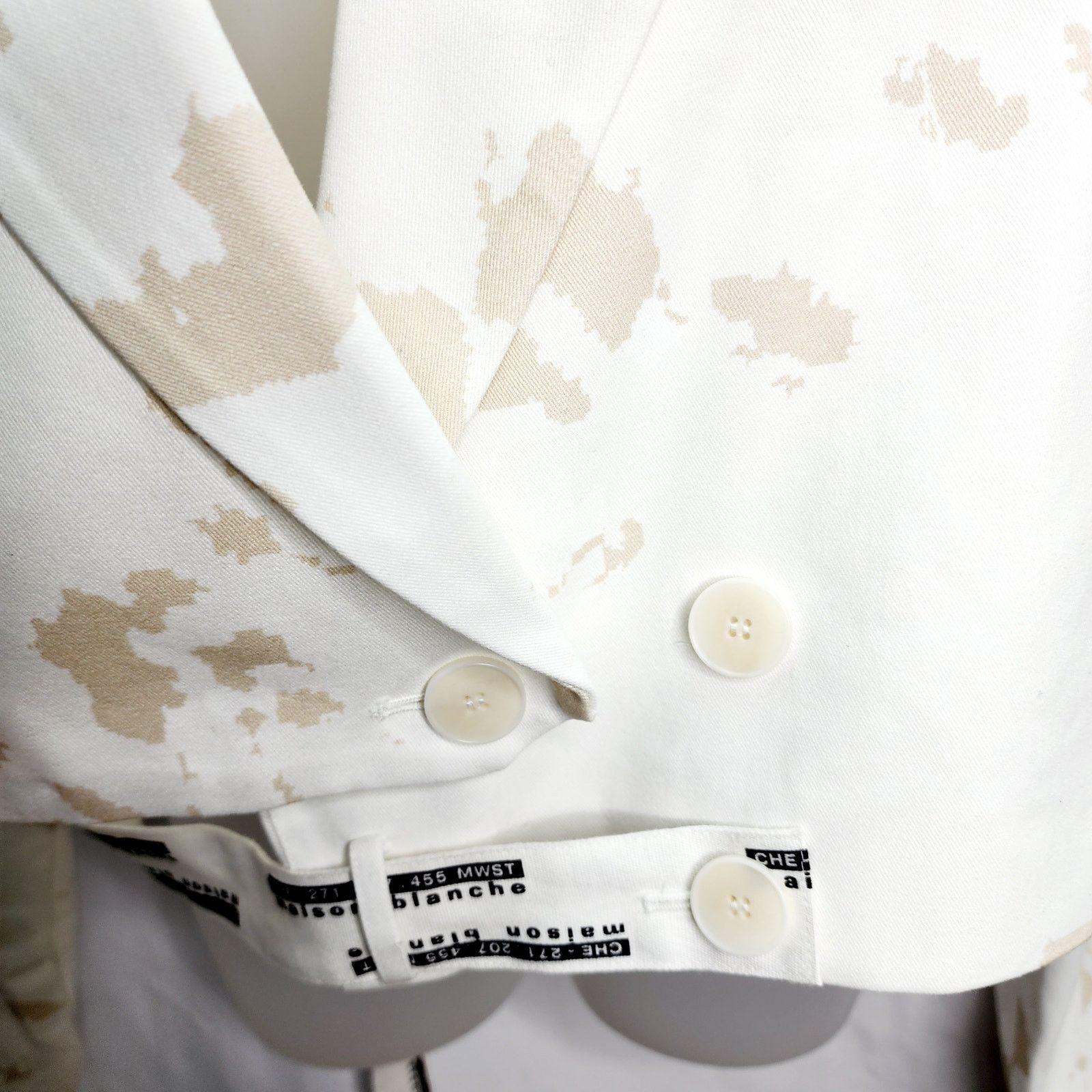 Other Maison Blanche Cream & Tan Bleached Print Cropped Jacket Size XXL / US 16-18 / IT 52-54 - 9 Thumbnail
