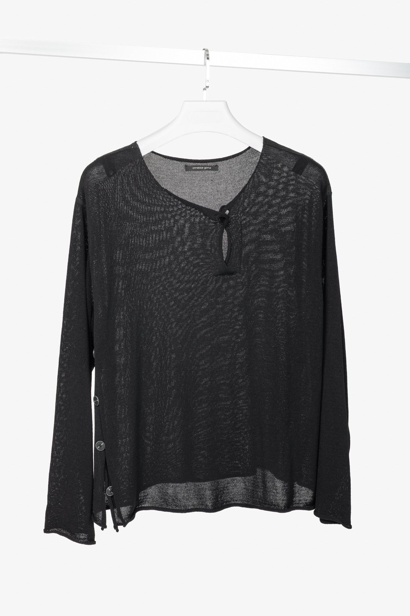 Annette Gortz Annette Gortz Teno Black Viscose Button-Side Sweater Size L / US 10 / IT 46 - 1 Thumbnail