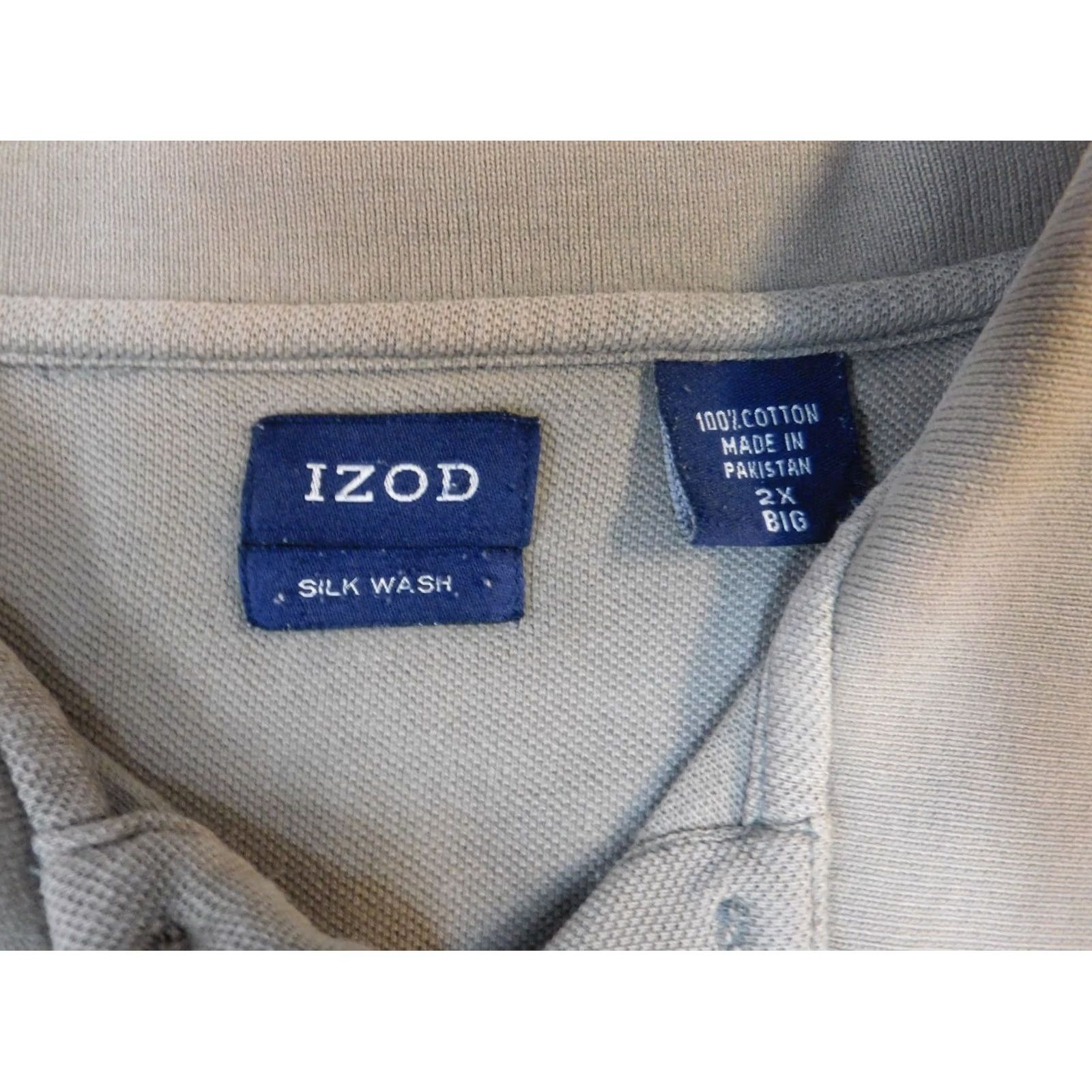 Izod IZOD Polo Shirt Mens Big 2X Gray Cotton Knit Short Sleeve Collared Classic Golf Stretch Size US XXL / EU 58 / 5 - 7 Thumbnail