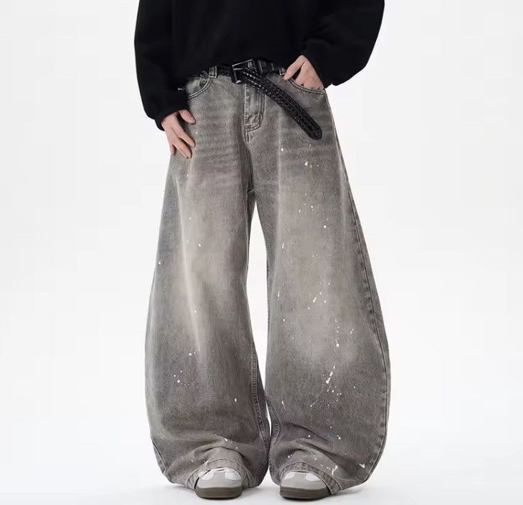 Jean Wide Leg Baggy Jeans with Paint Splatter Detail Size US 31 - 2 Thumbnail