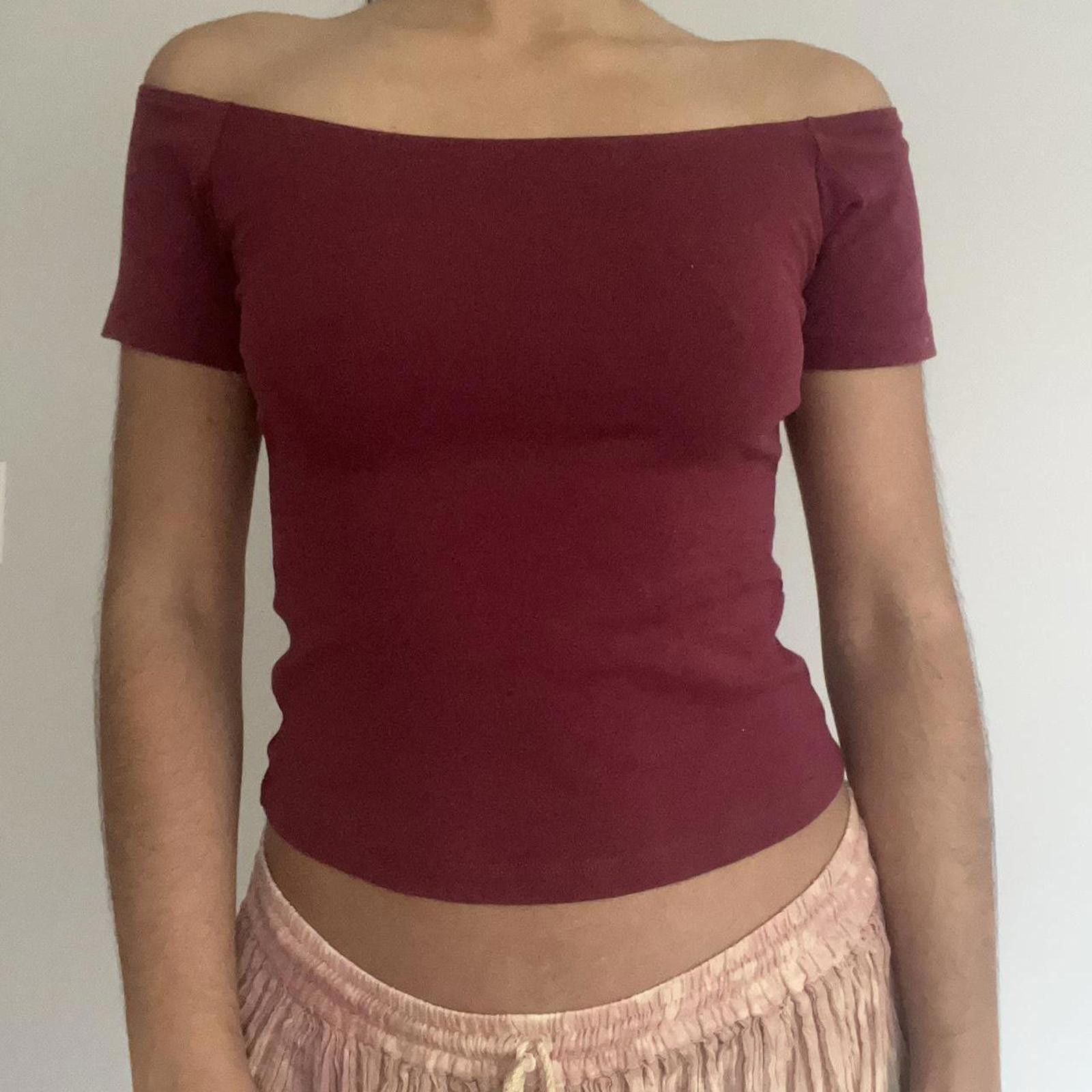 Mango Burgundy off the shoulder top #offtheshoulder Size S / US 4 / IT 40 - 4 Thumbnail
