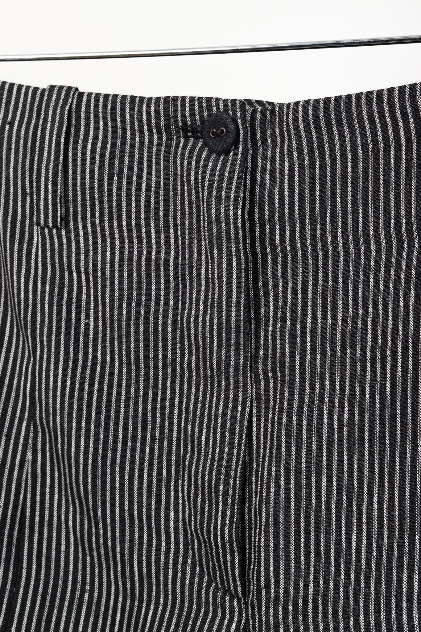 Annette Gortz Annette Gortz Solo Black Pinstripe-Linen Wide-Leg Pants Size 35" - 9 Thumbnail