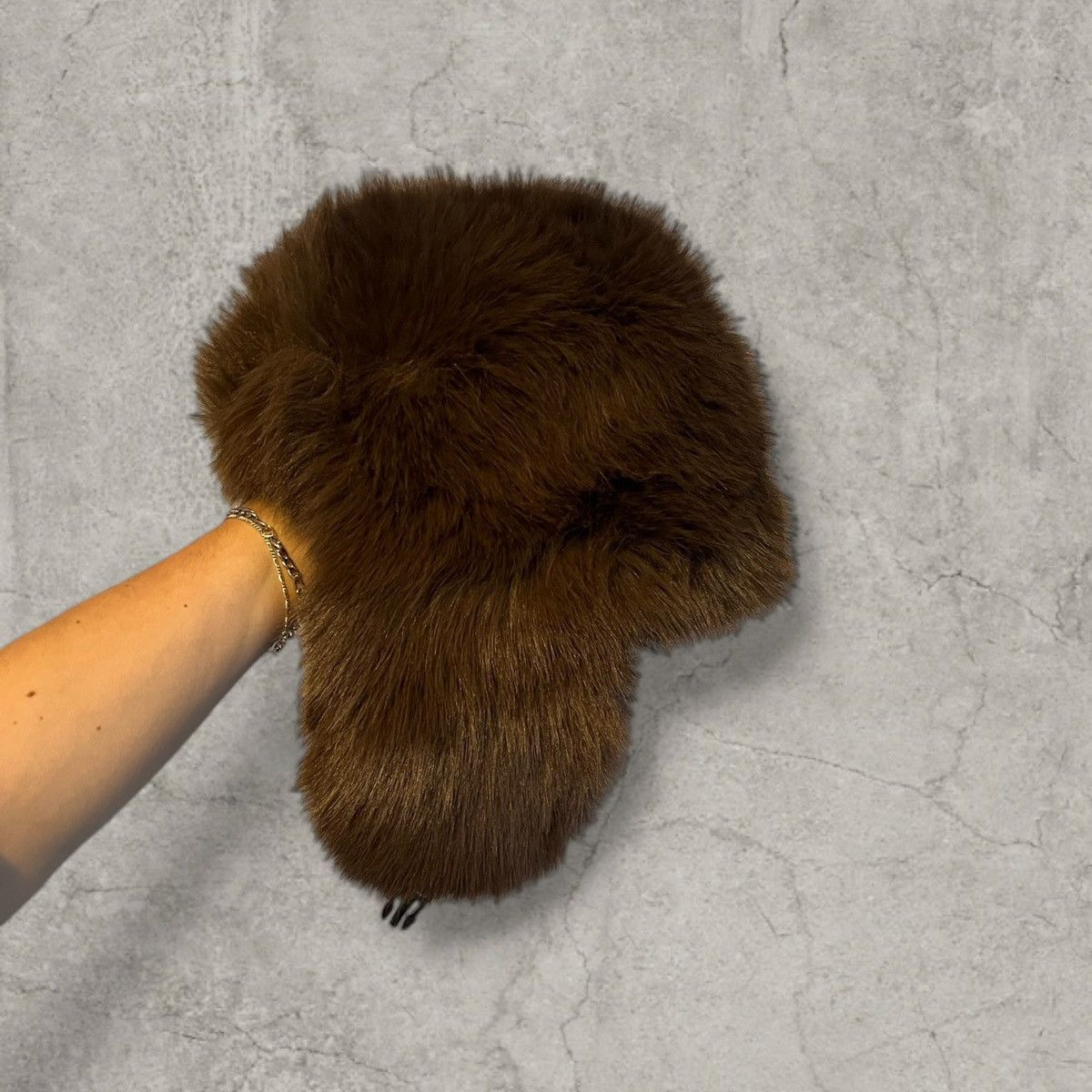 Japanese Brand Russian Ushanka fluffy winter hat, brown faux fur. One size Size ONE SIZE - 3 Thumbnail