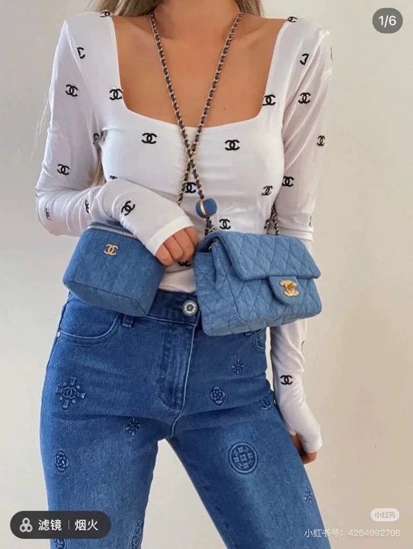 Chanel Chanel 22p blue embossed jeans Size 42" / US 20 - 5 Thumbnail