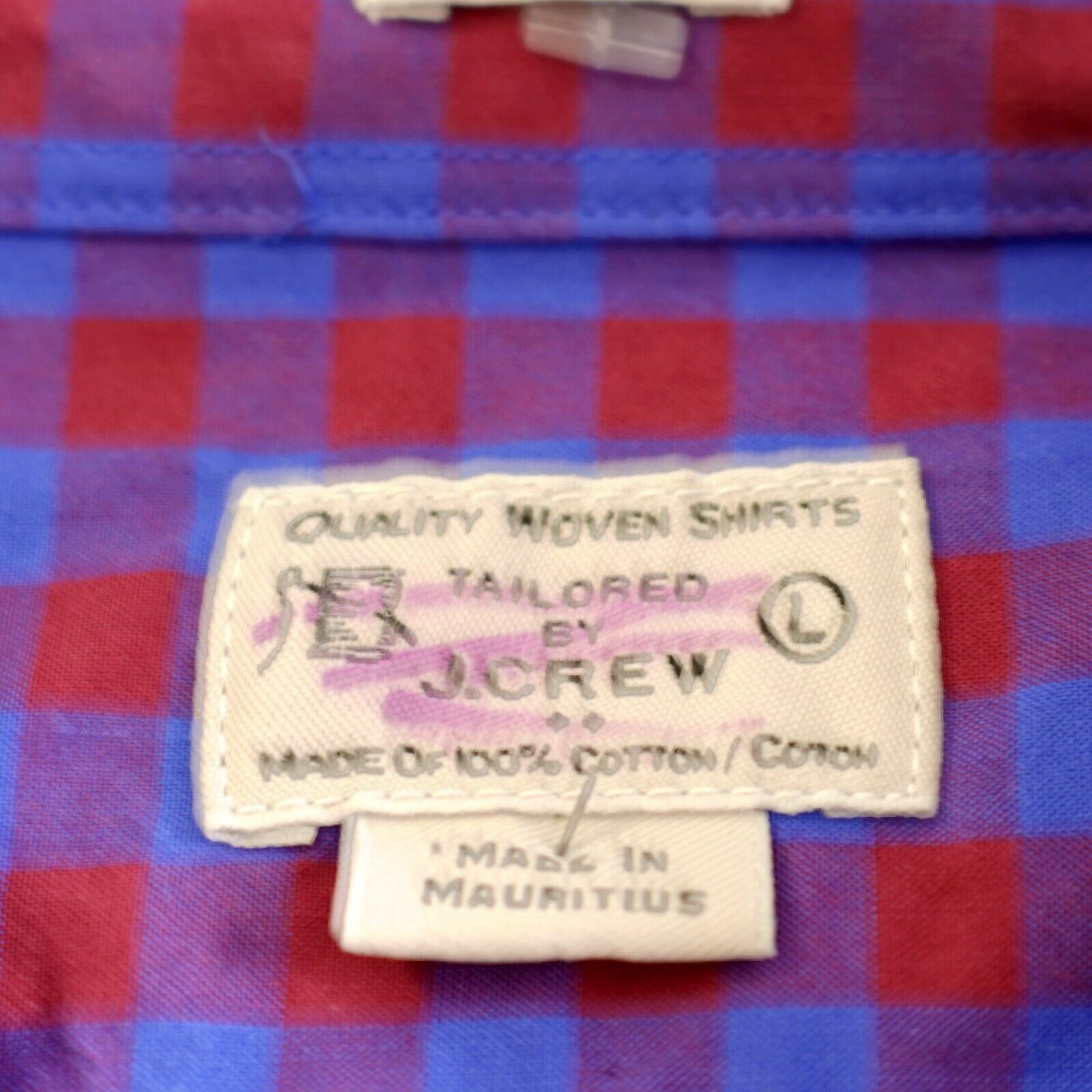 J.Crew J. Crew Large Red Blue Plaid Slim Fit Pocket Front Button Do Size US L / EU 52-54 / 3 - 8 Thumbnail