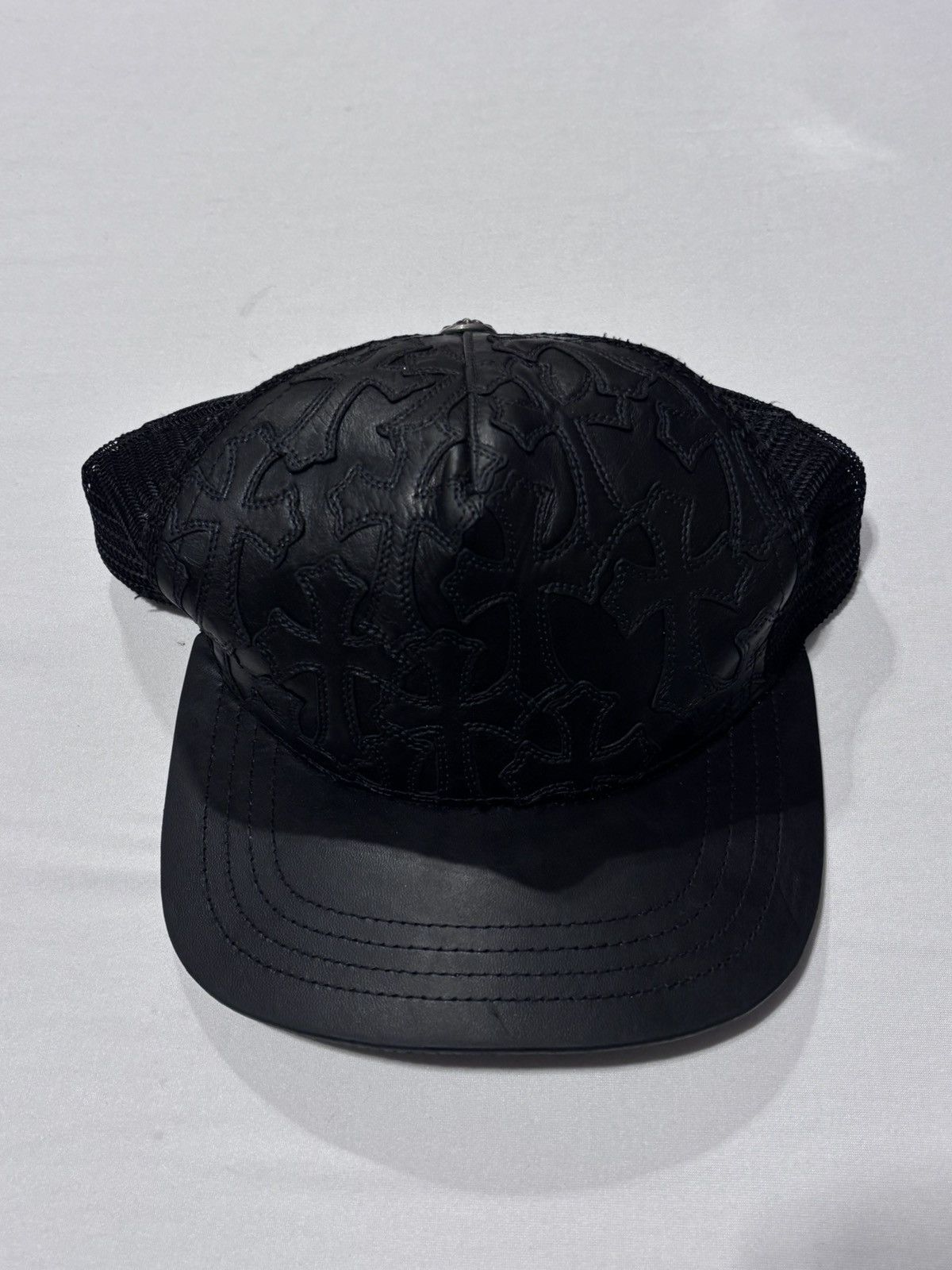 Chrome Hearts Chrome Hearts Cemetery Cross Leather Stitched Trucker Hat Size ONE SIZE - 1 Thumbnail