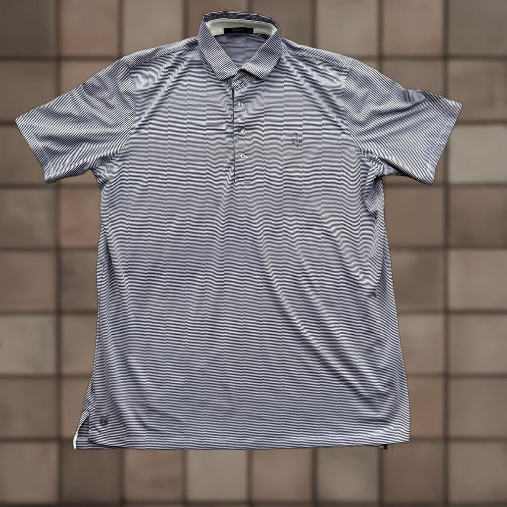 Vintage Greyson Polo Shirt Mens XL Blue Striped SR Logo Golf Performance Stretch Shirt Mens XL Blue Striped Polo Golf Short Sleeve Casual Size US XL / EU 56 / 4 - 1 Thumbnail
