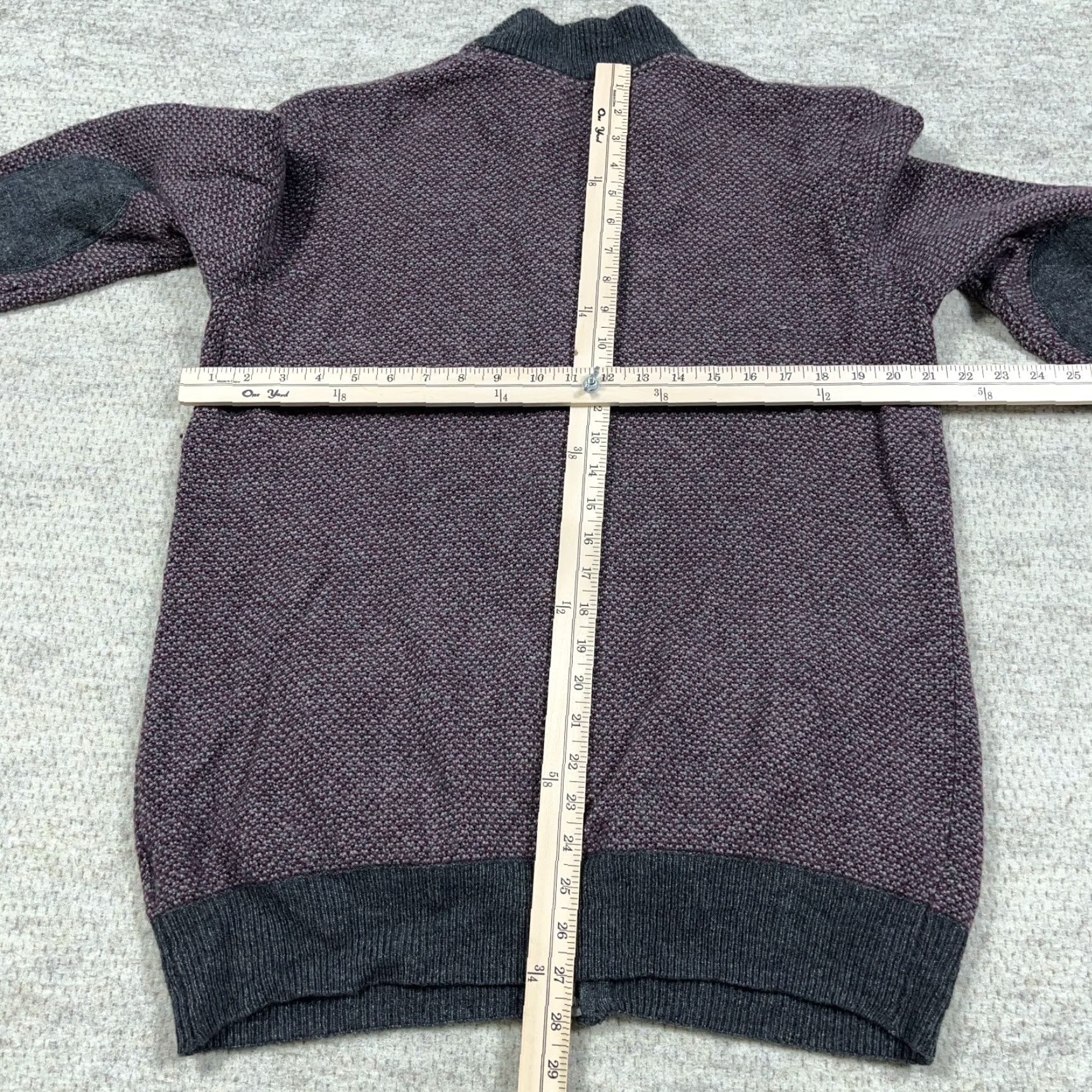 Jos. A. Bank Jos A Bank Sweater Mens Large Gray Maroon Wool Blend Full Zip Size US L / EU 52-54 / 3 - 5 Thumbnail