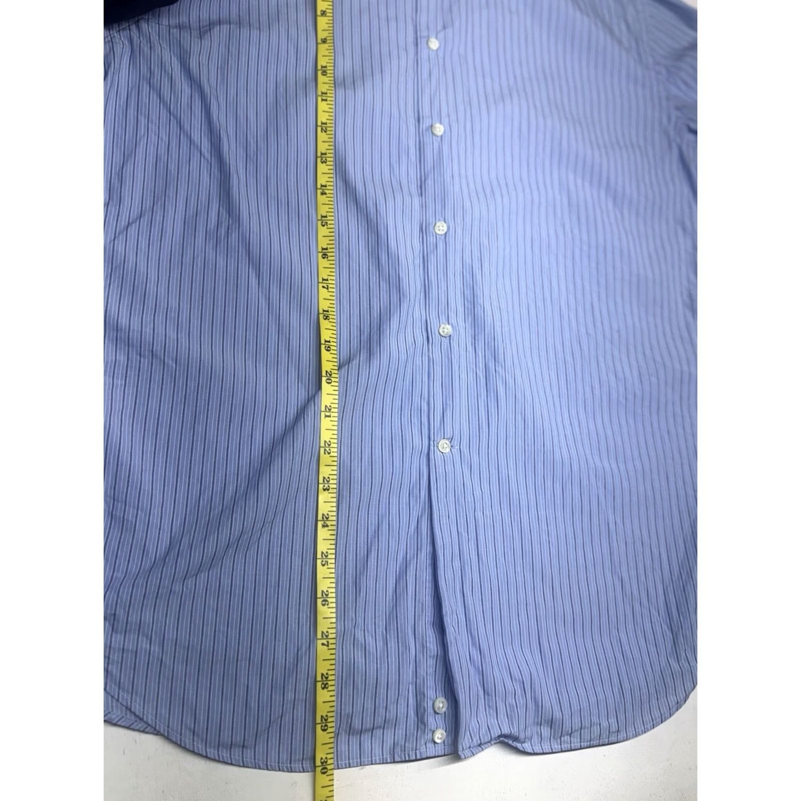 Armani VINTAGE Armani Collezioni Italy Mens Dress Shirt Blue Stripe 15.5/39 French Cuff Regular Fit 100% Cotton EUC Mens Size 42R - 6 Thumbnail