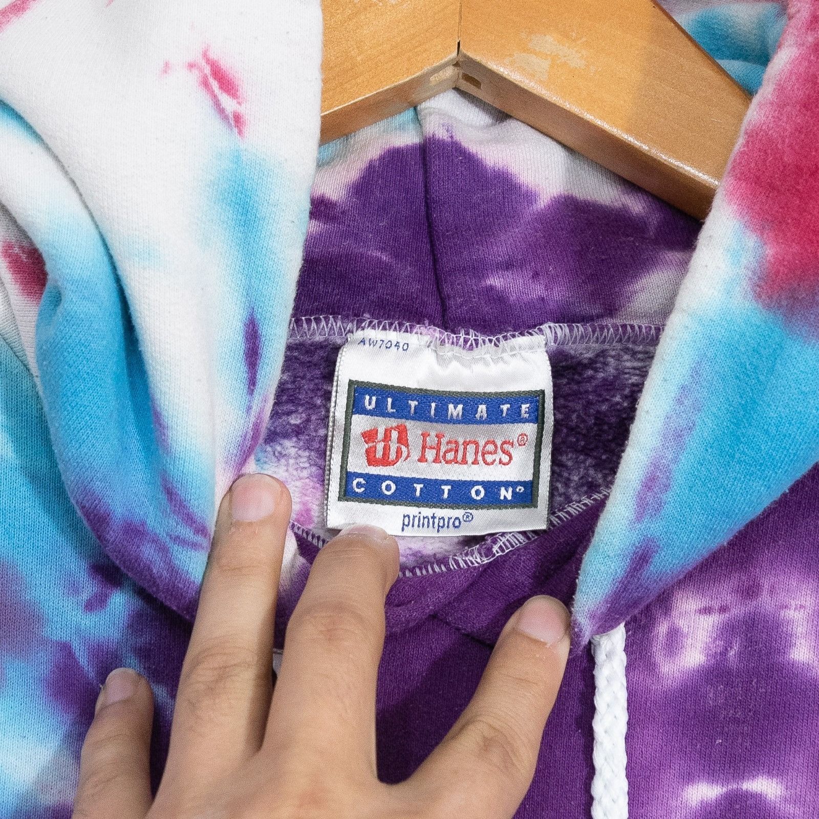 Vintage Vintage Hanes Tie Dye Blank Hoodie Mens XL Sweatshirt Hippie Size US XL / EU 56 / 4 - 3 Thumbnail