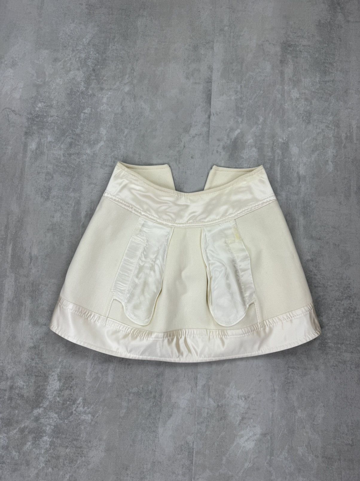 Designer × Malo malo Wool Skirt Pleated Mini Skirt White-Cream Womens Size 27" / US 4 / IT 40 - 8 Thumbnail