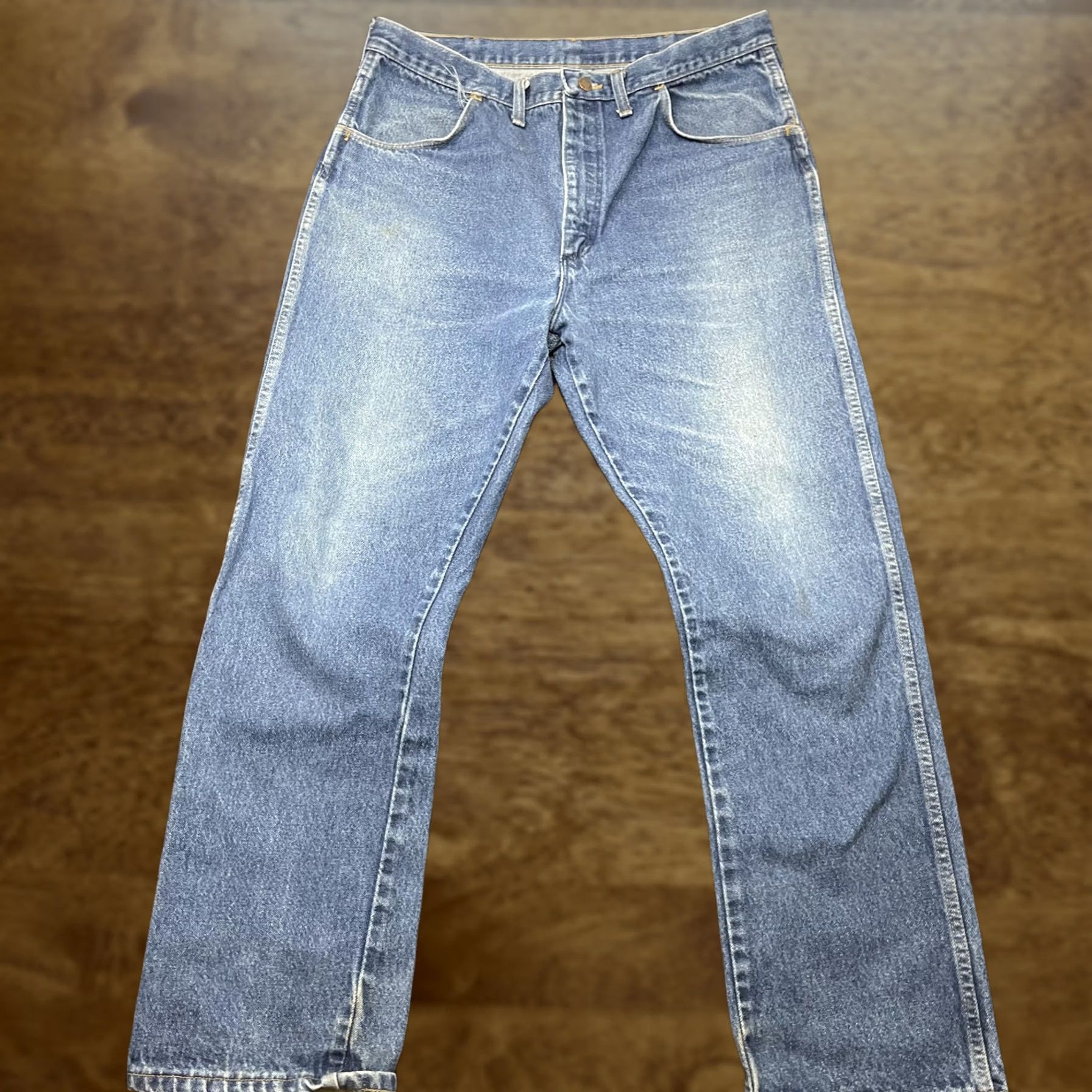 Denime Vintage Rustler Jeans Mens 36x30 Blue Medium Wash Denim Straight Leg USA Casual Mens Size US 36 / EU 52 - 1 Thumbnail