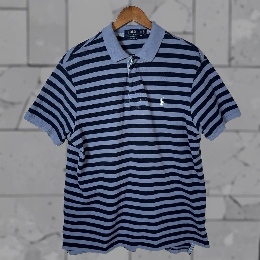 Polo Ralph Lauren Polo Ralph Lauren Polo Shirt Striped Blue XL Mens Custom Fit Shirt Size US XL / EU 56 / 4 - 1 Thumbnail