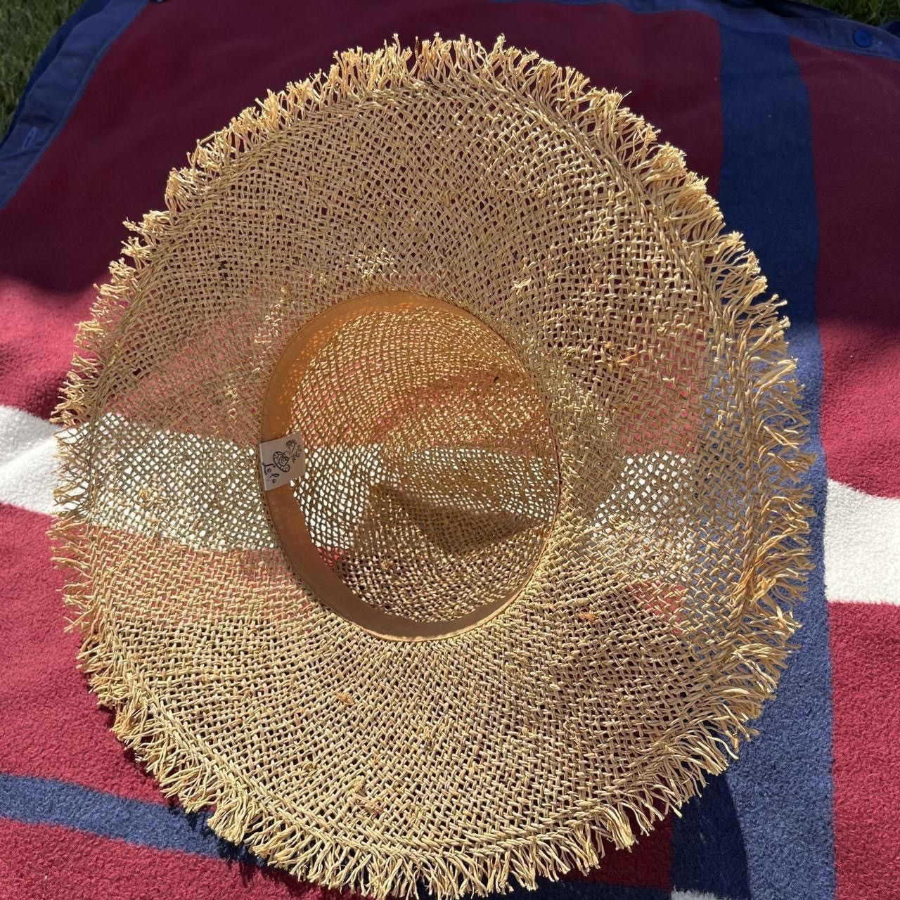 Other Lola Hats studded tan straw Sun hat Frayed edge beachy Size ONE SIZE - 4 Thumbnail