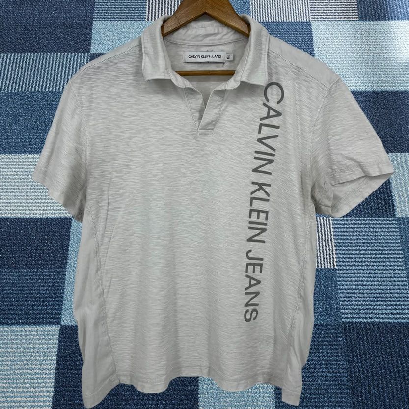 Calvin Klein Calvin Klein Jeans Polo Shirt Men L Gray Logo Short Sleeve Collared Shirt Size US L / EU 52-54 / 3 - 1 Thumbnail