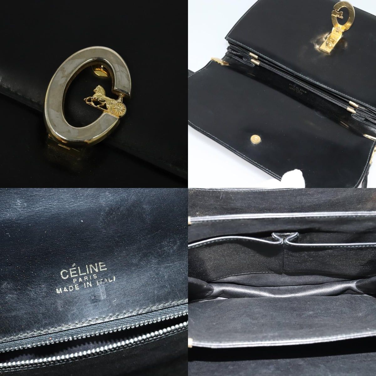 Celine CELINE Shoulder Bag Leather Black Gold Size ONE SIZE - 11 Thumbnail