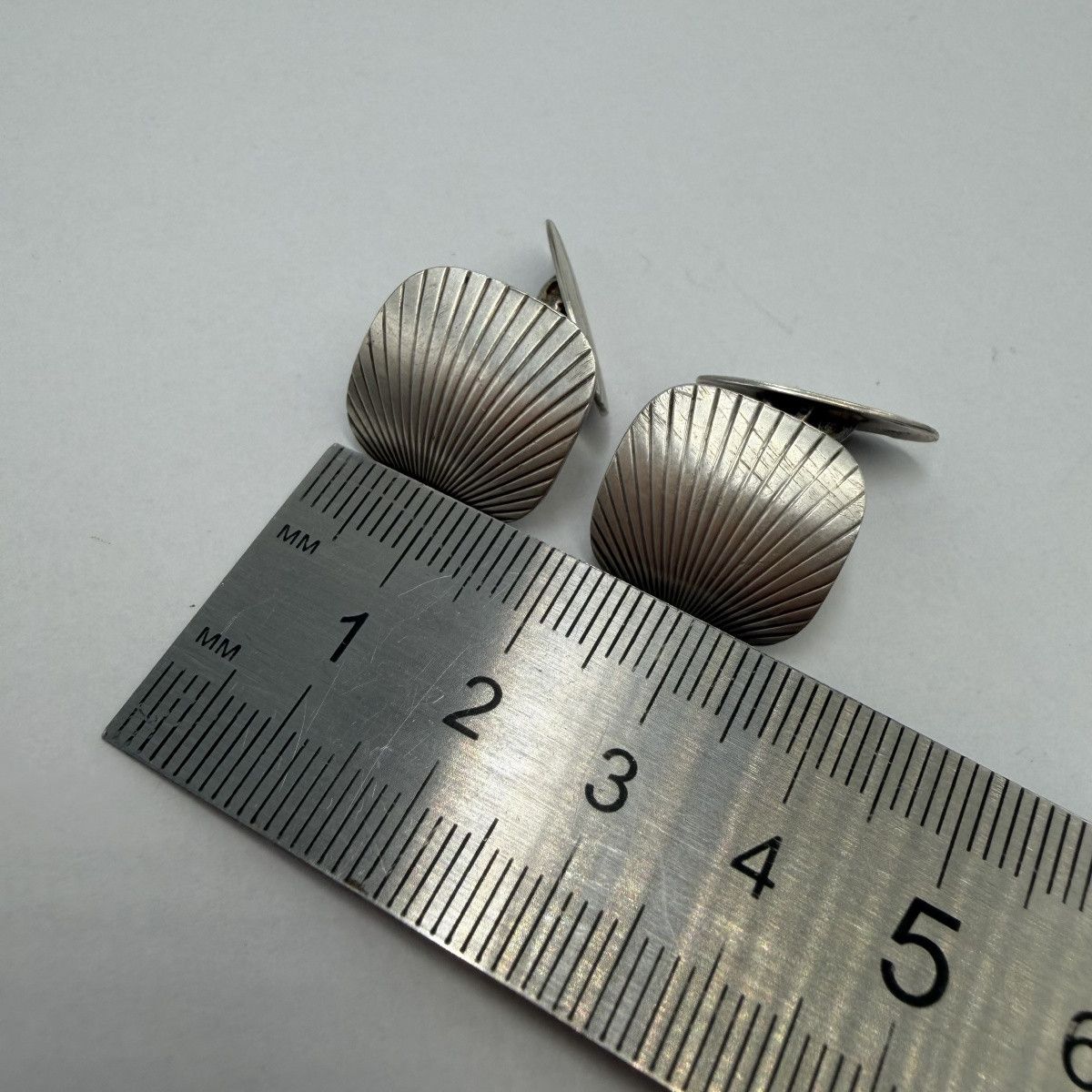 Vintage Vintage German 835 Silver Cufflinks Modernist Fan Design Size ONE SIZE - 7 Thumbnail