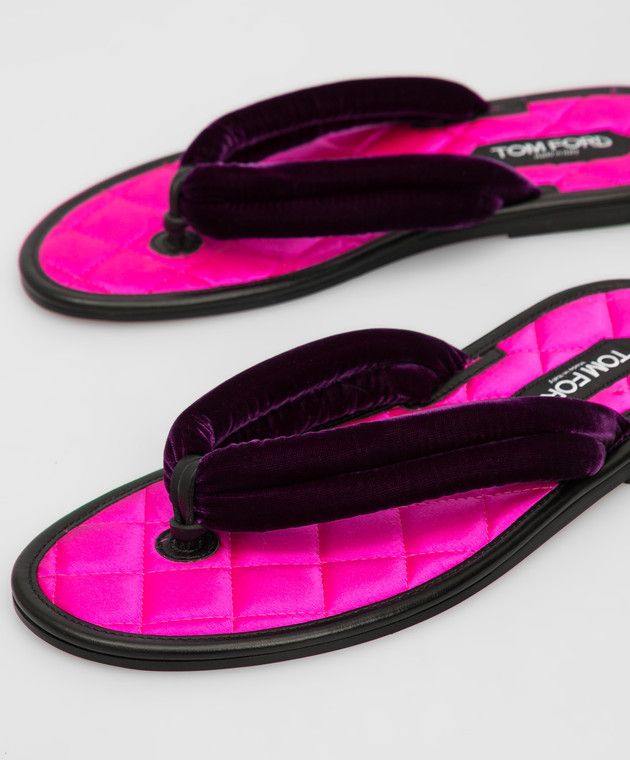 Tom Ford o1y0126 Velvet Flats in Plum Size US 8 / IT 38 - 4 Thumbnail