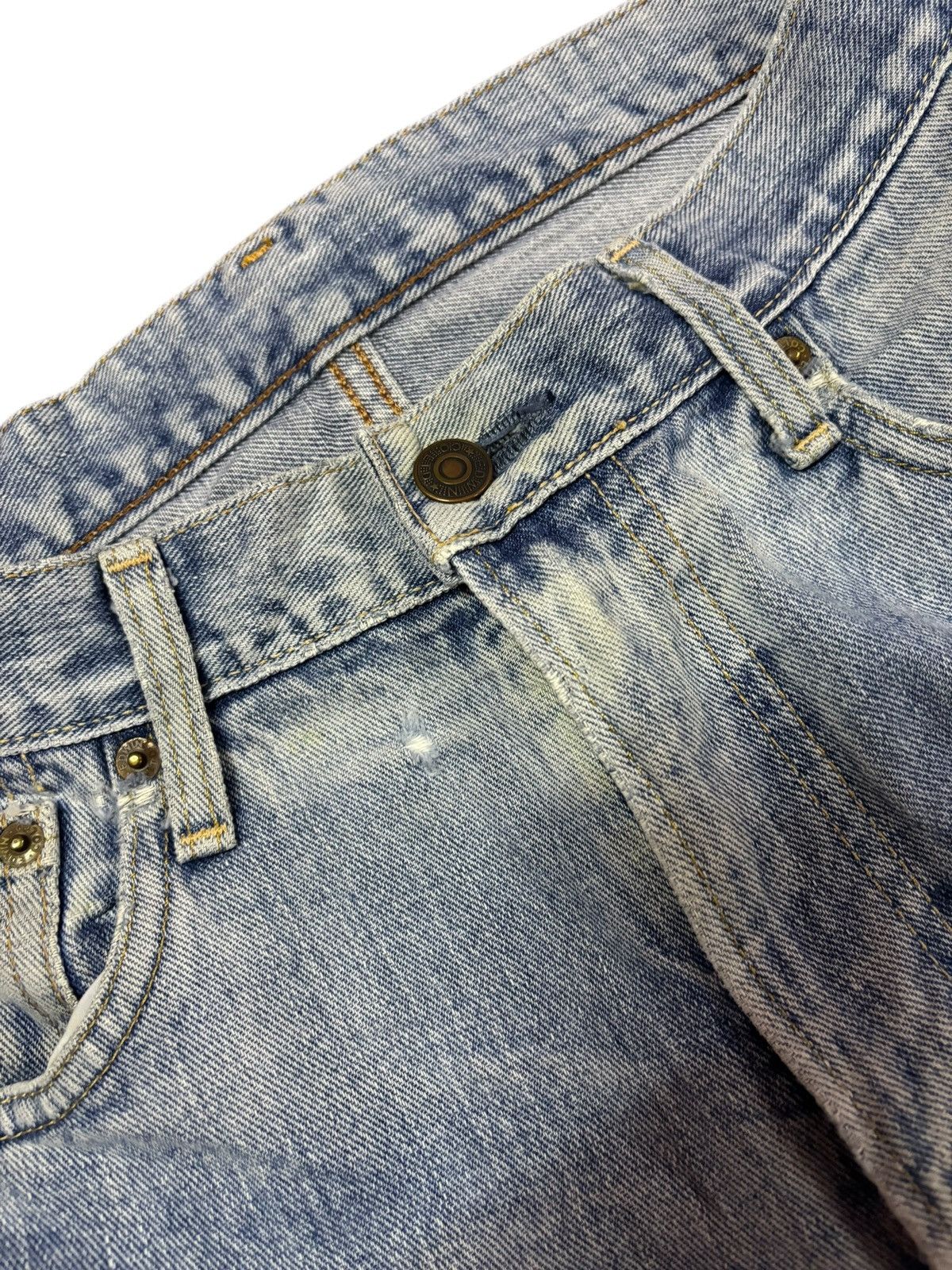 Edwin Vtg Edwin Japan 403 Blue Washed Distressed Jeans Size US 30 / EU 46 - 5 Thumbnail