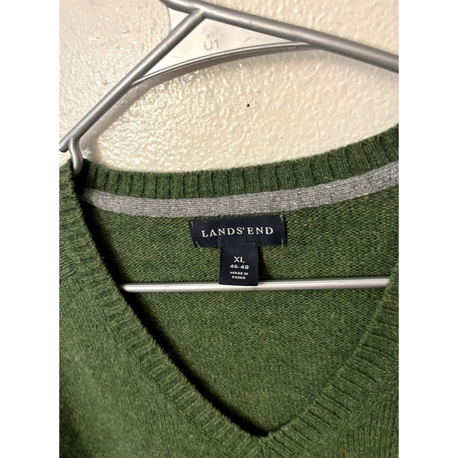 Lands' End Lands End Mens Sweater XL Green Merino Wool Blend V Neck Elbow Patches Office Size US XL / EU 56 / 4 - 2 Thumbnail