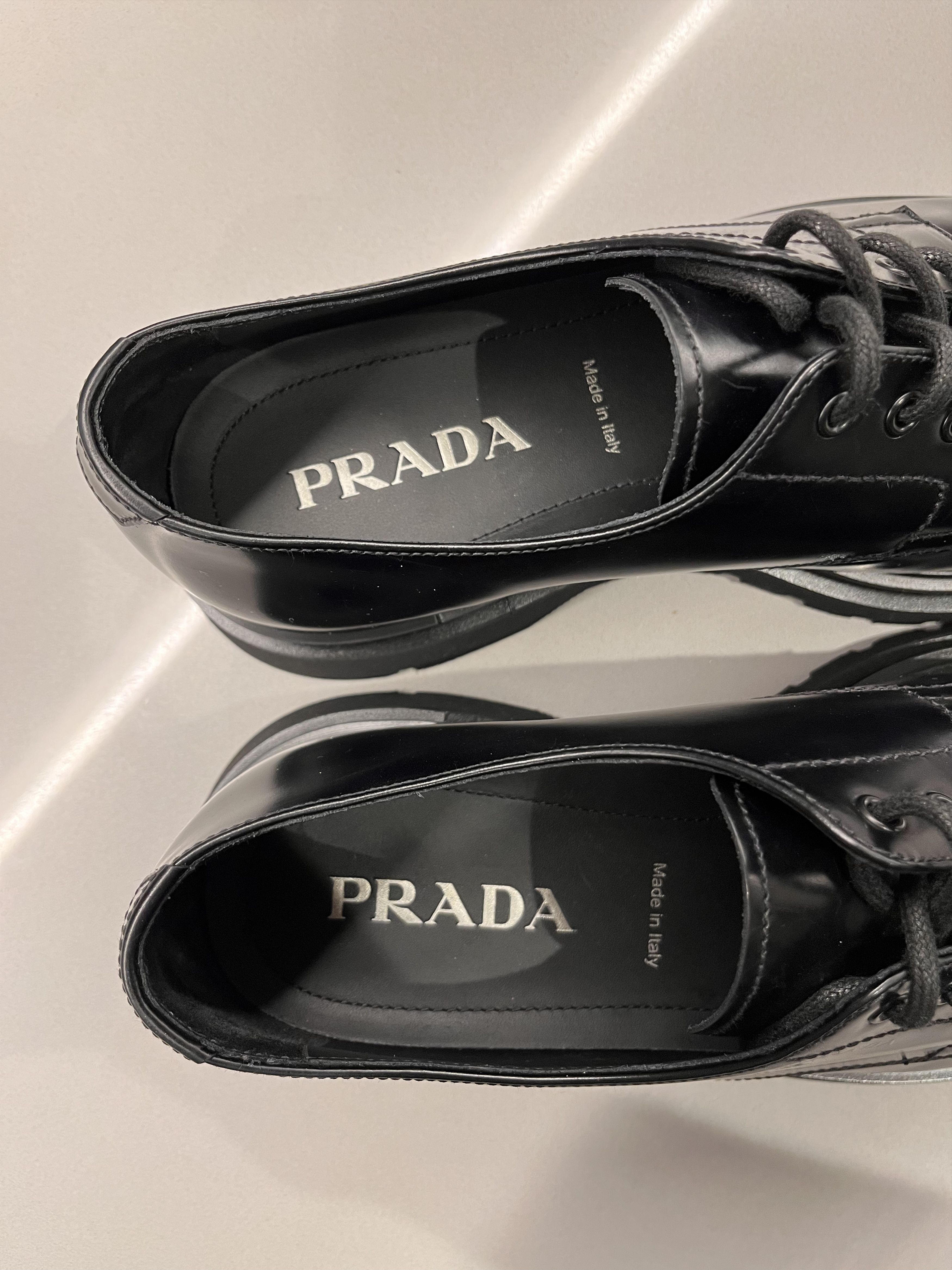 Prada 2EE306 Black Leather Chunky Derby Shoes Size US 9.5 / EU 42-43 - 2 Thumbnail